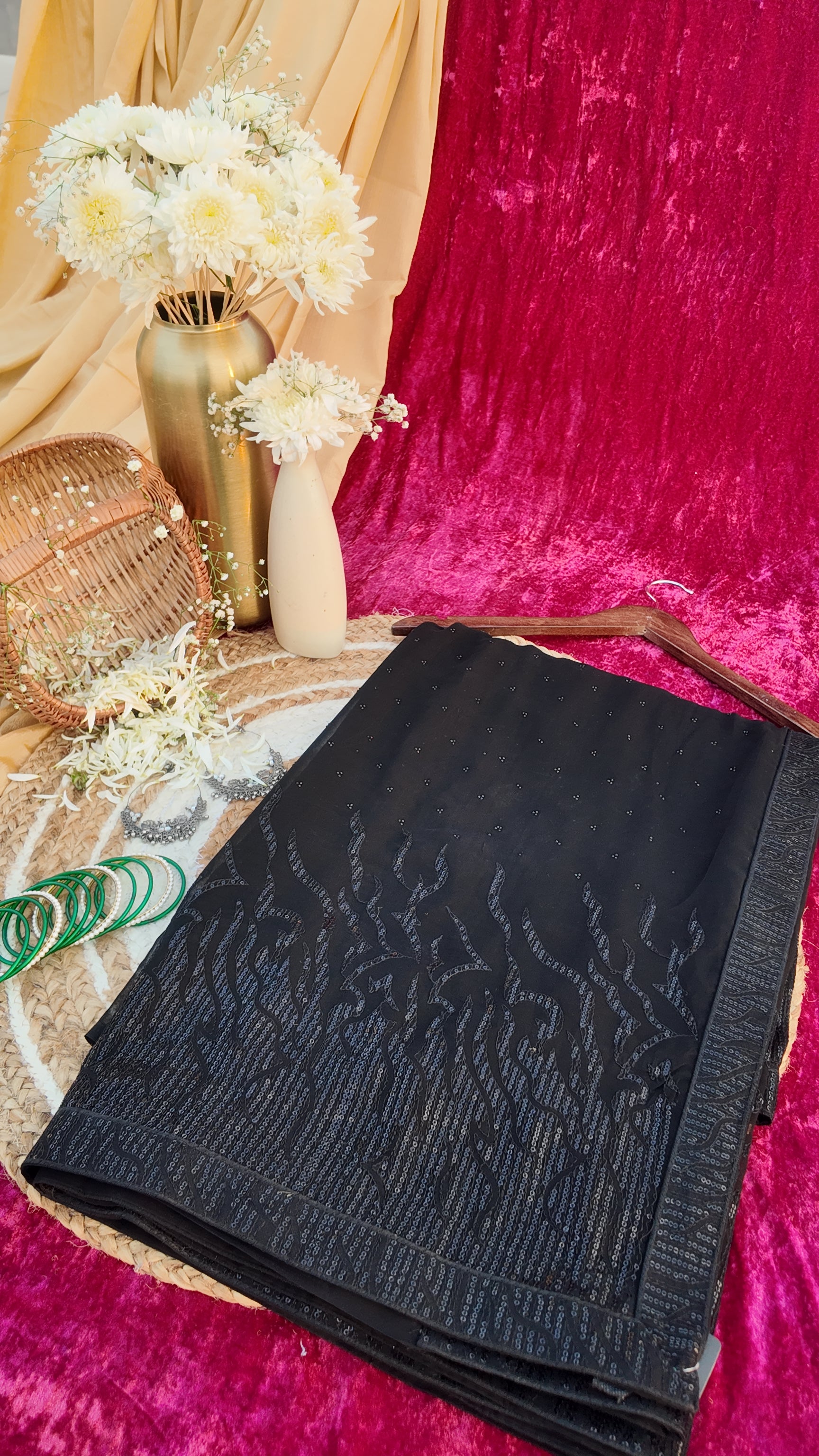 Alaya Rozana Black Fariha Unstitched Saree