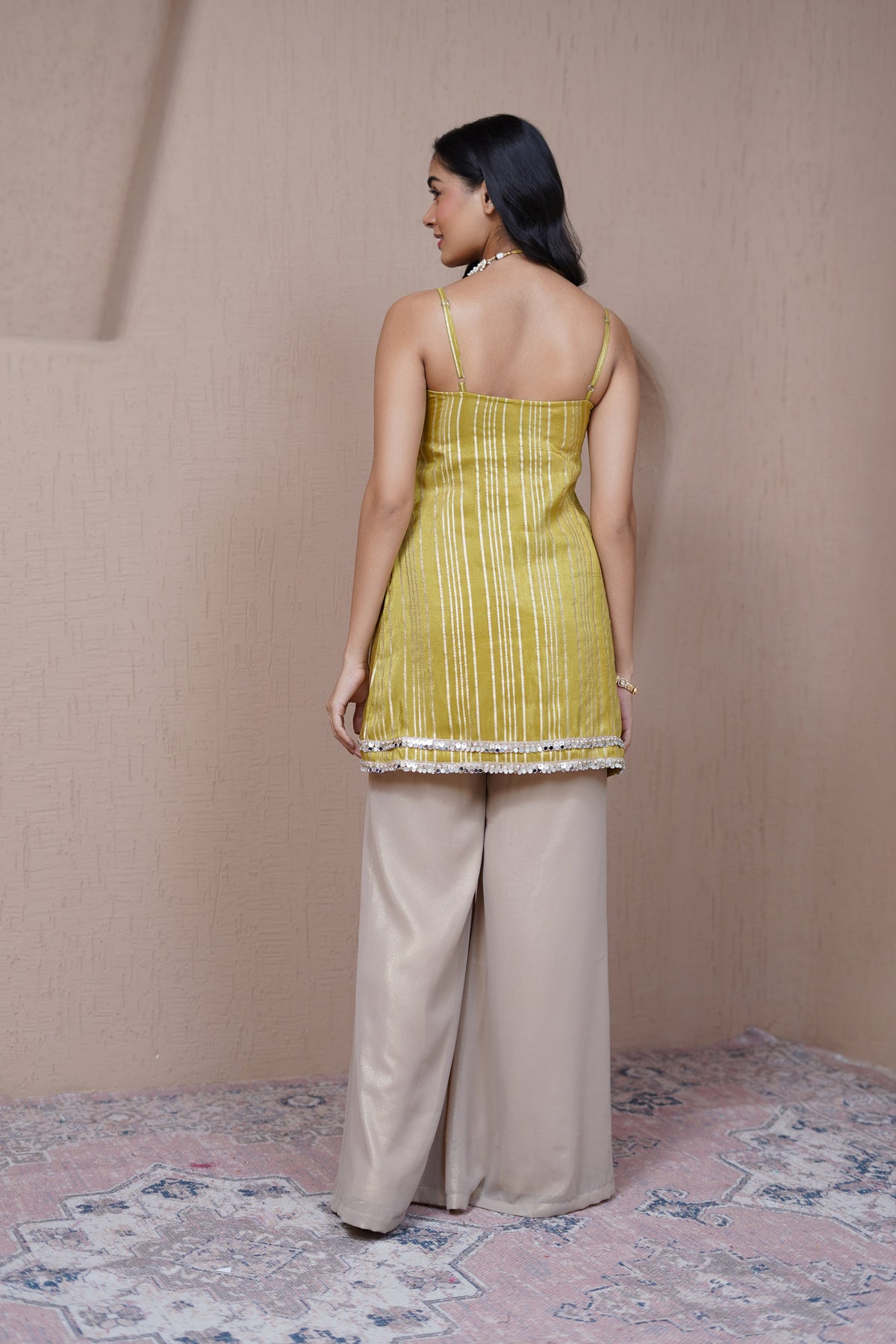 Alaya Resham Lime cami kurta set