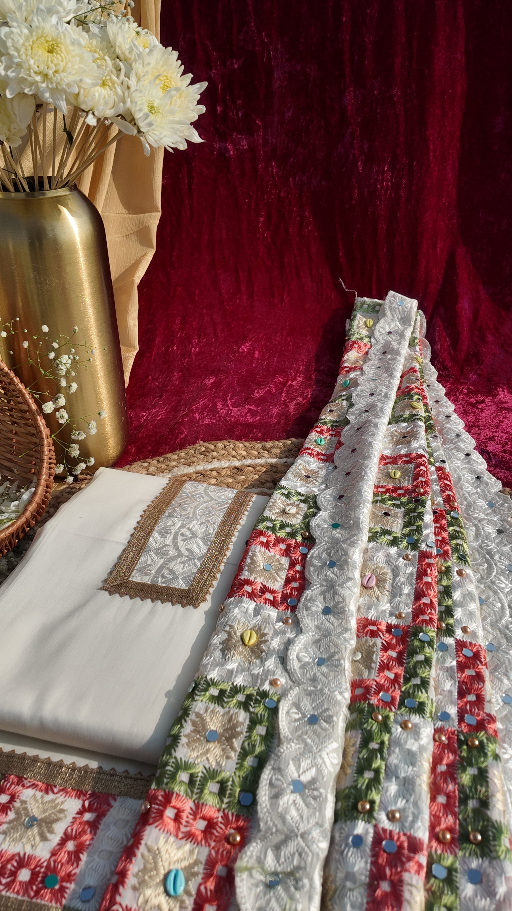 Alaya Rozana Ivory Riwayat Unstitched Suit Set