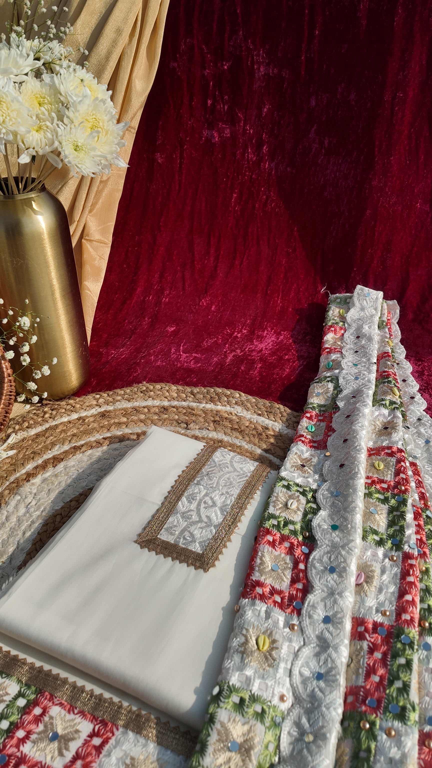 Alaya Rozana Ivory Riwayat Unstitched Suit Set