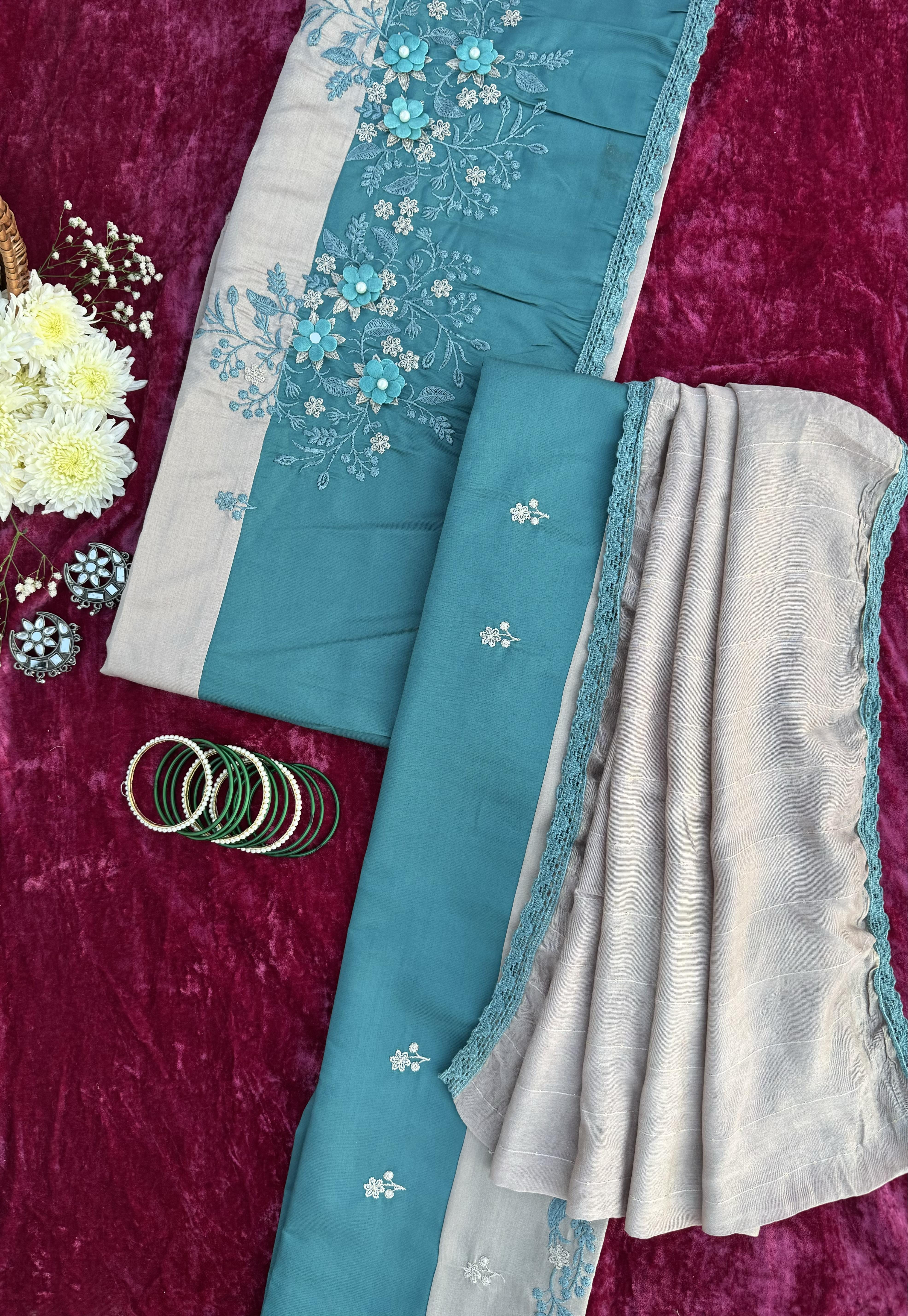 Alaya Rozana Blue Nazakat Unstitched Suit Set