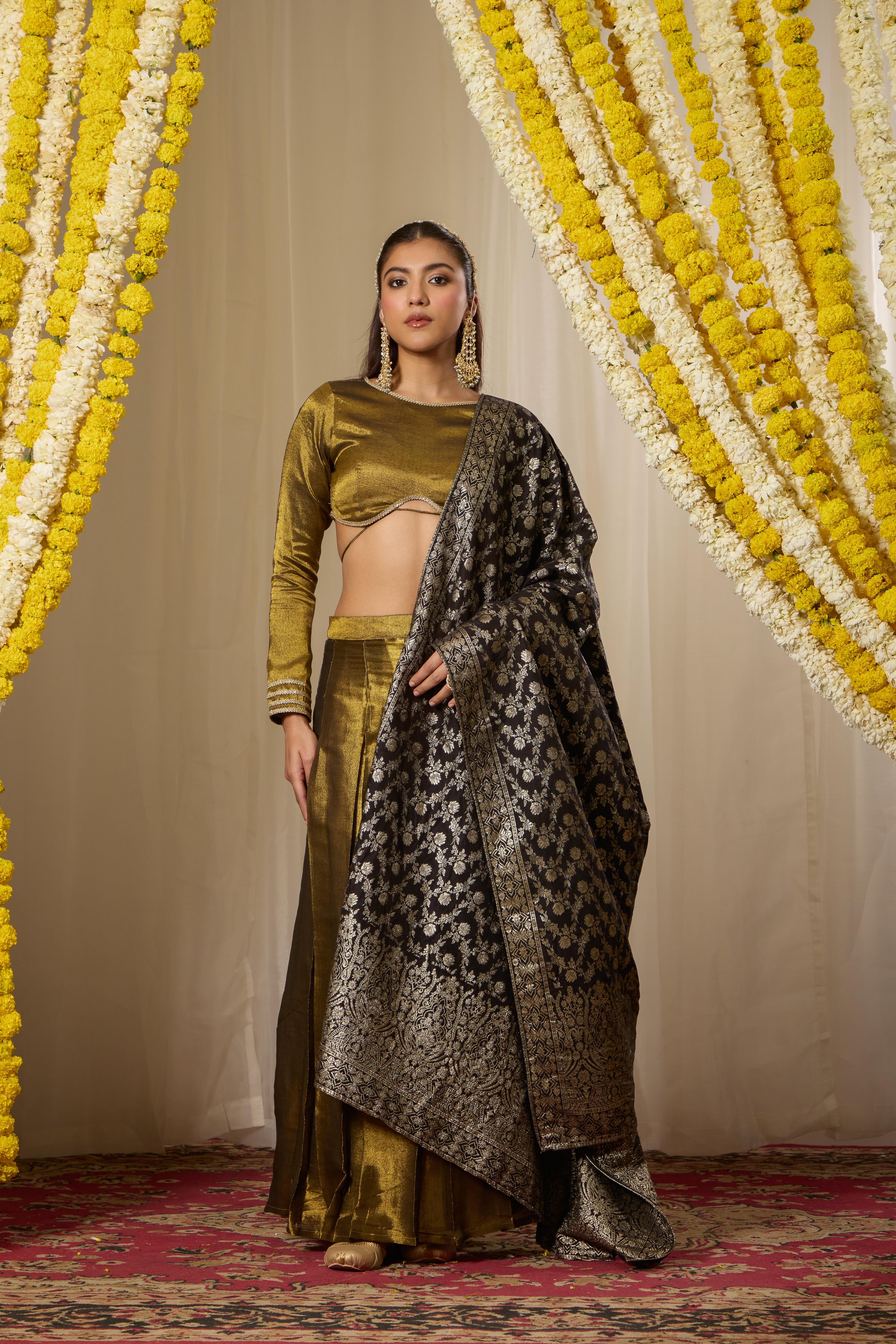 Malang Antique Gold Lehenga Set