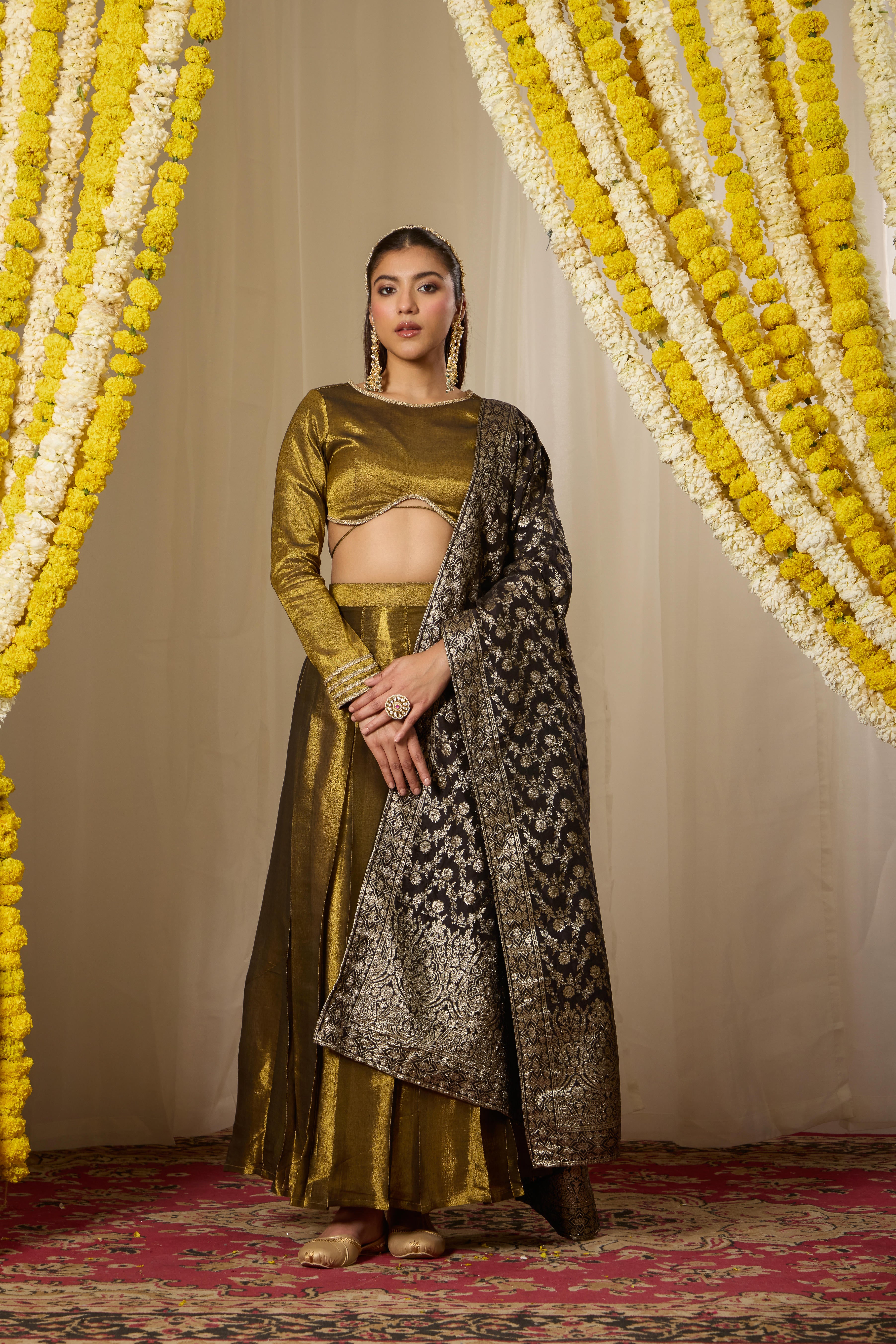 Malang Antique Gold Lehenga Set