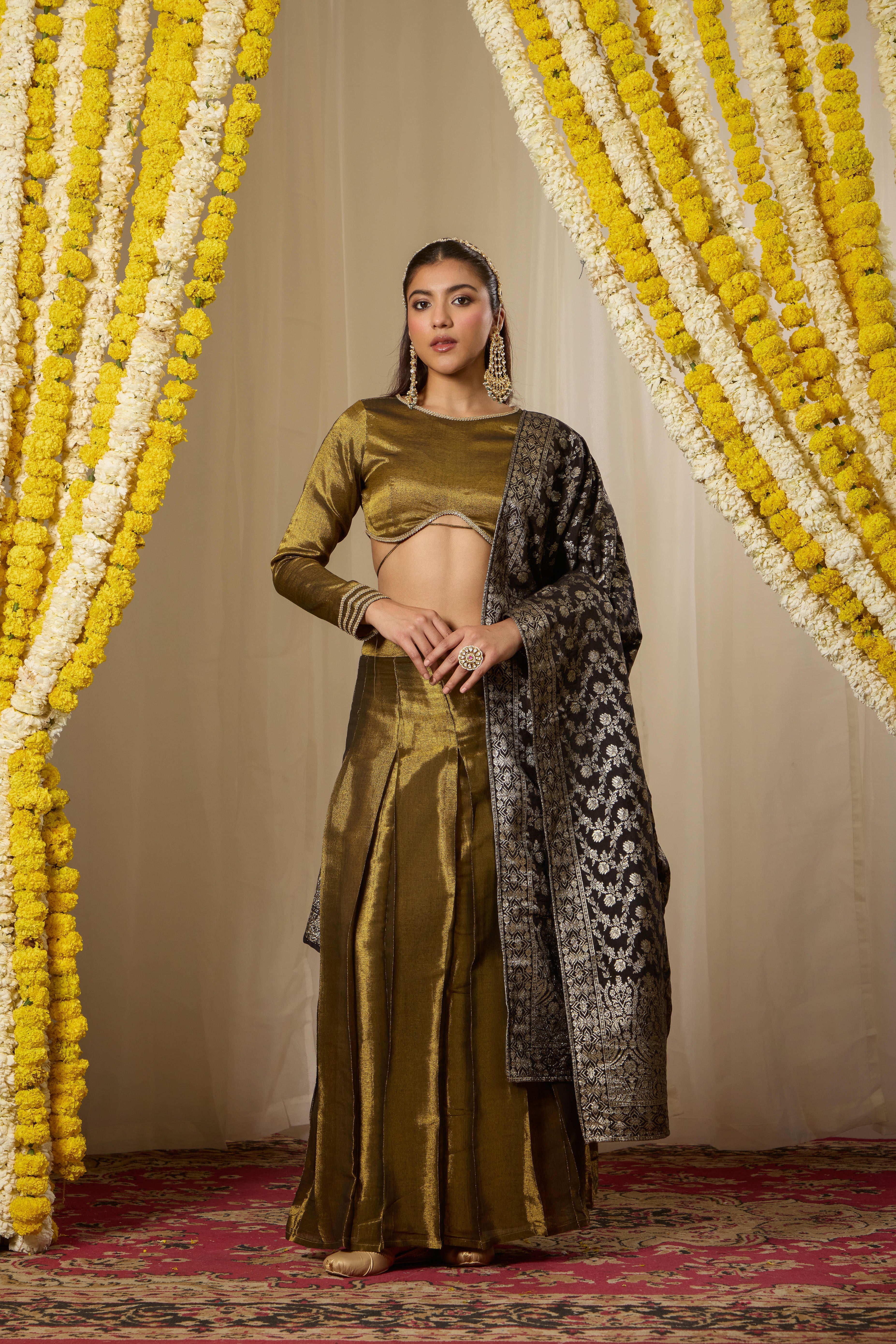 Malang Antique Gold Lehenga Set