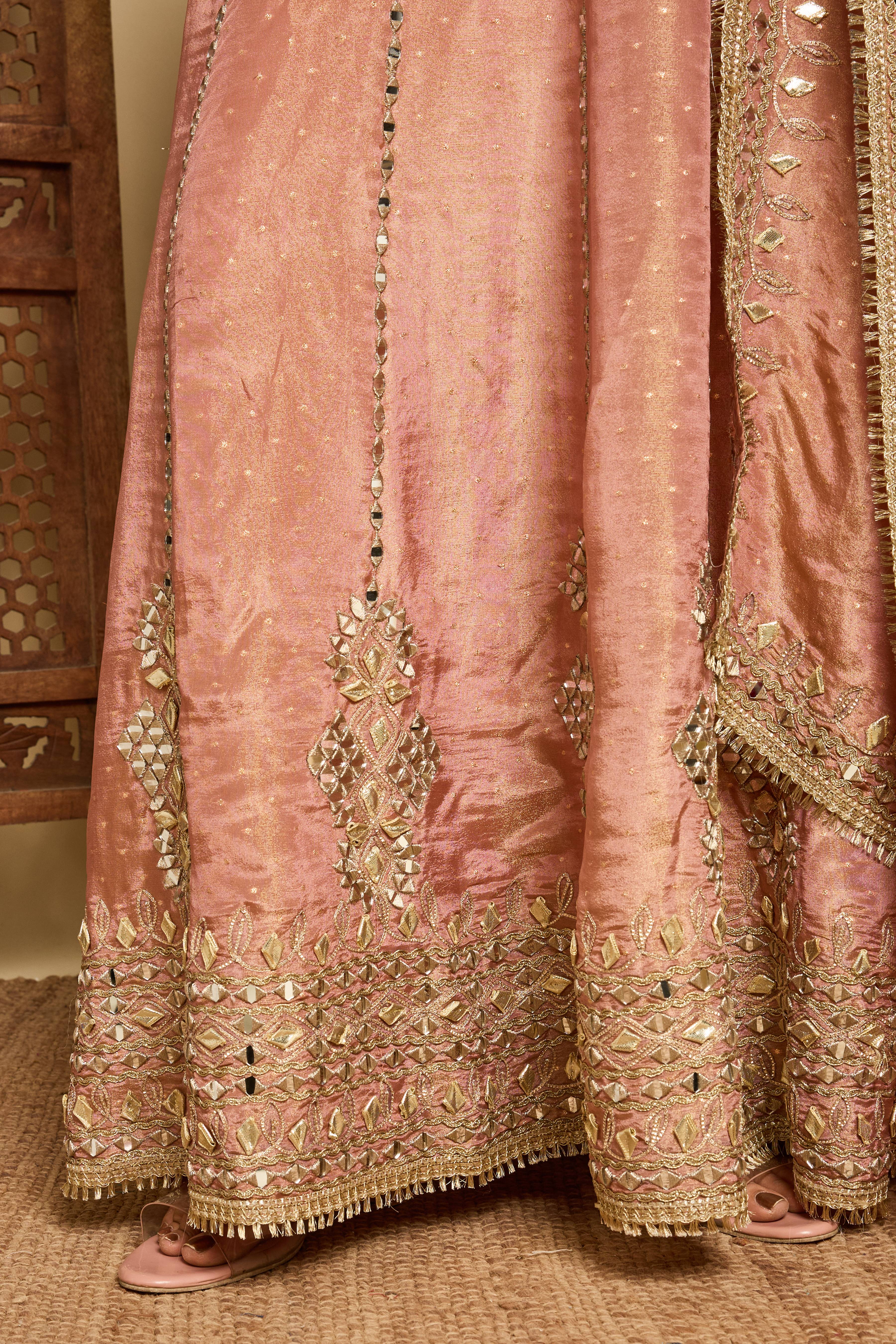 Malang Antique Rose Mirror Anarkali Set