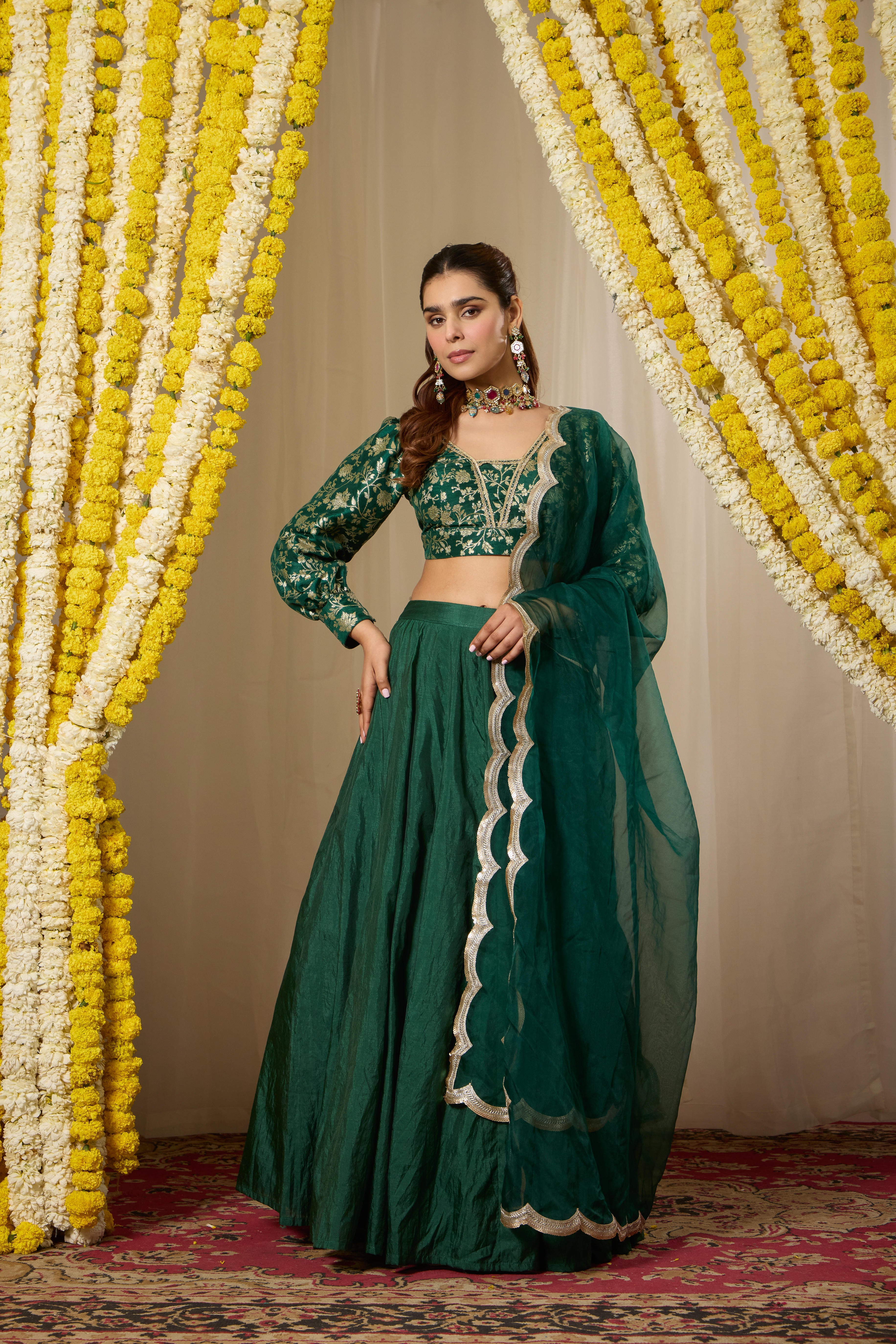 Malang Deep Emerald Lehenga Set