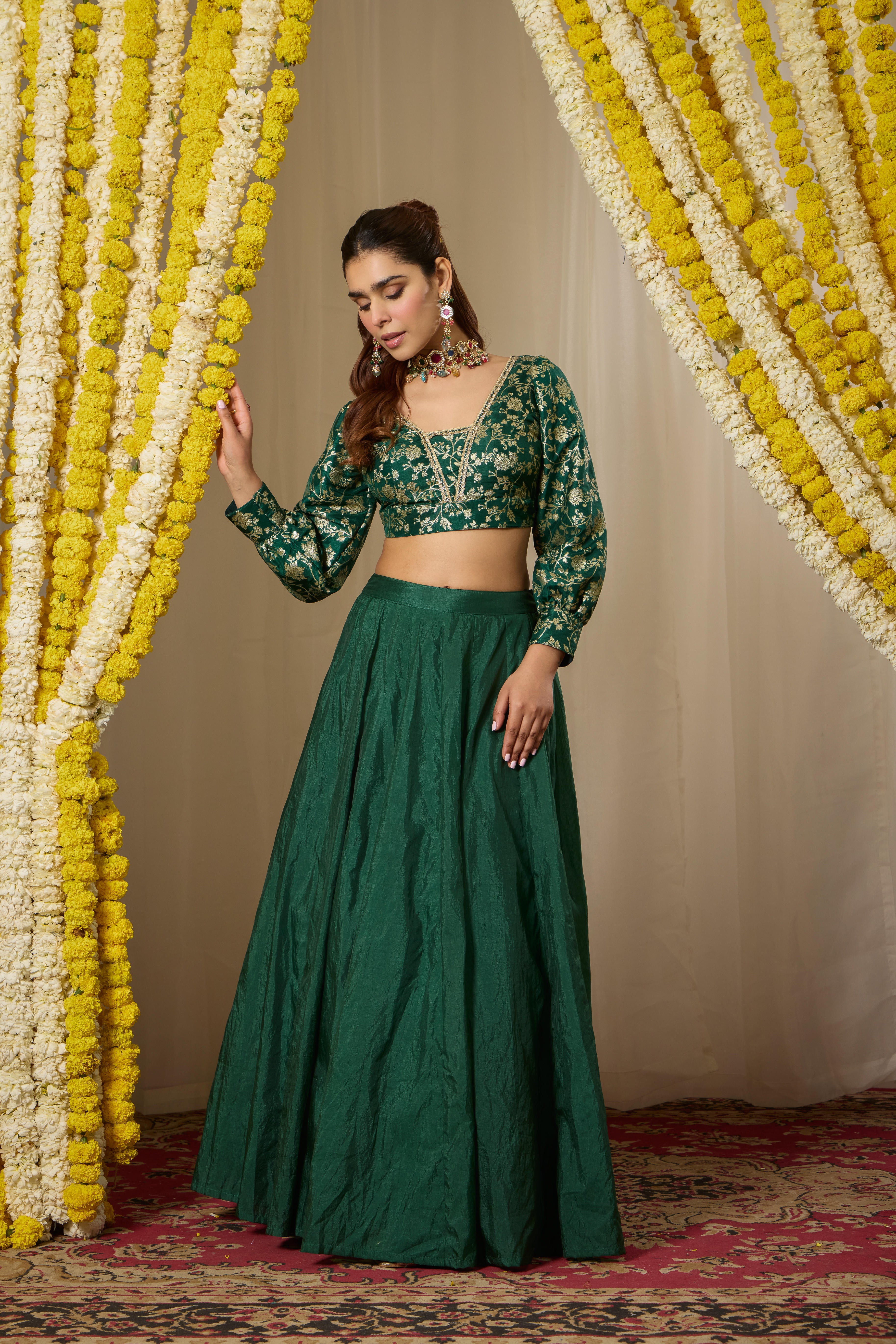 Malang Deep Emerald Lehenga Set
