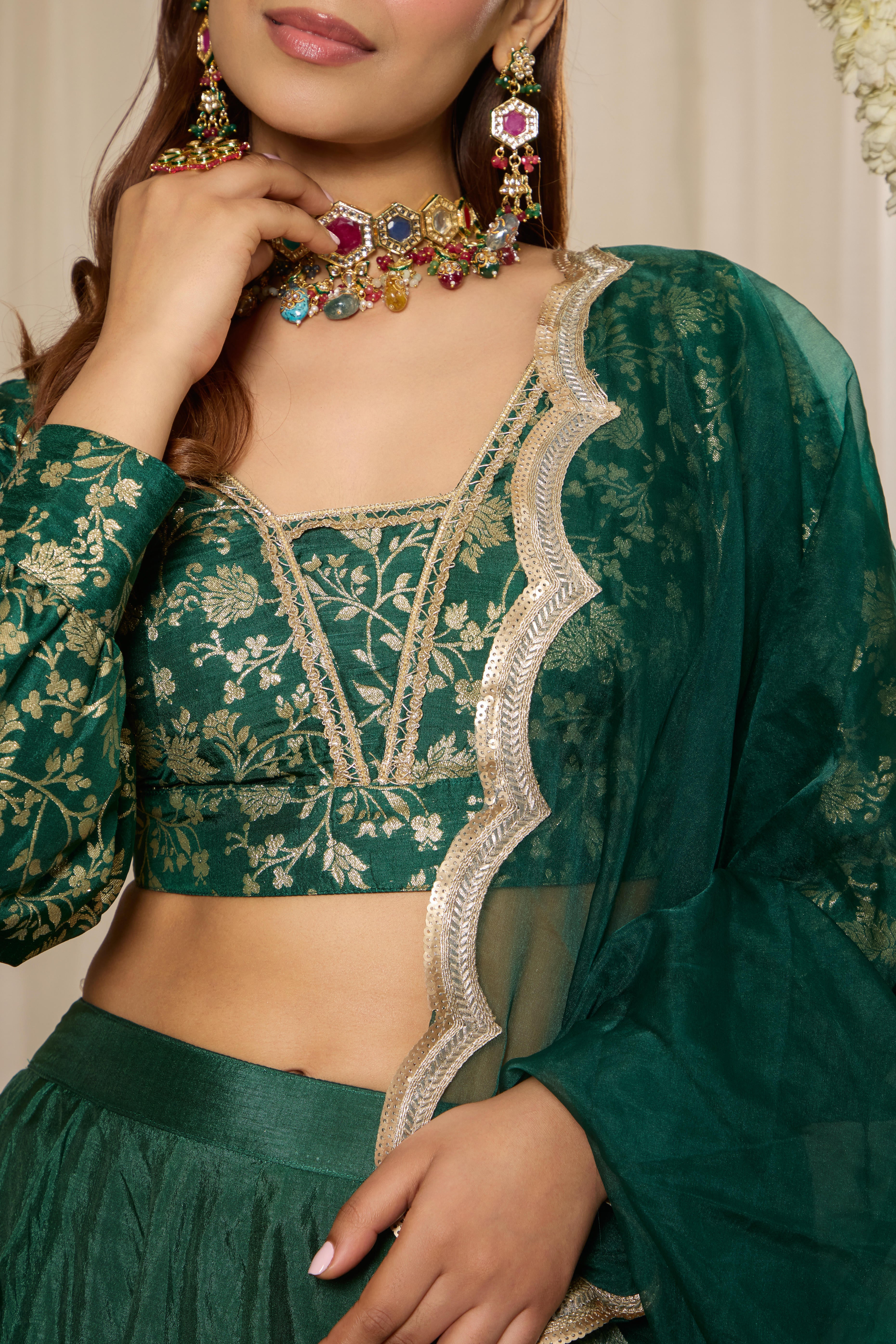 Malang Deep Emerald Lehenga Set
