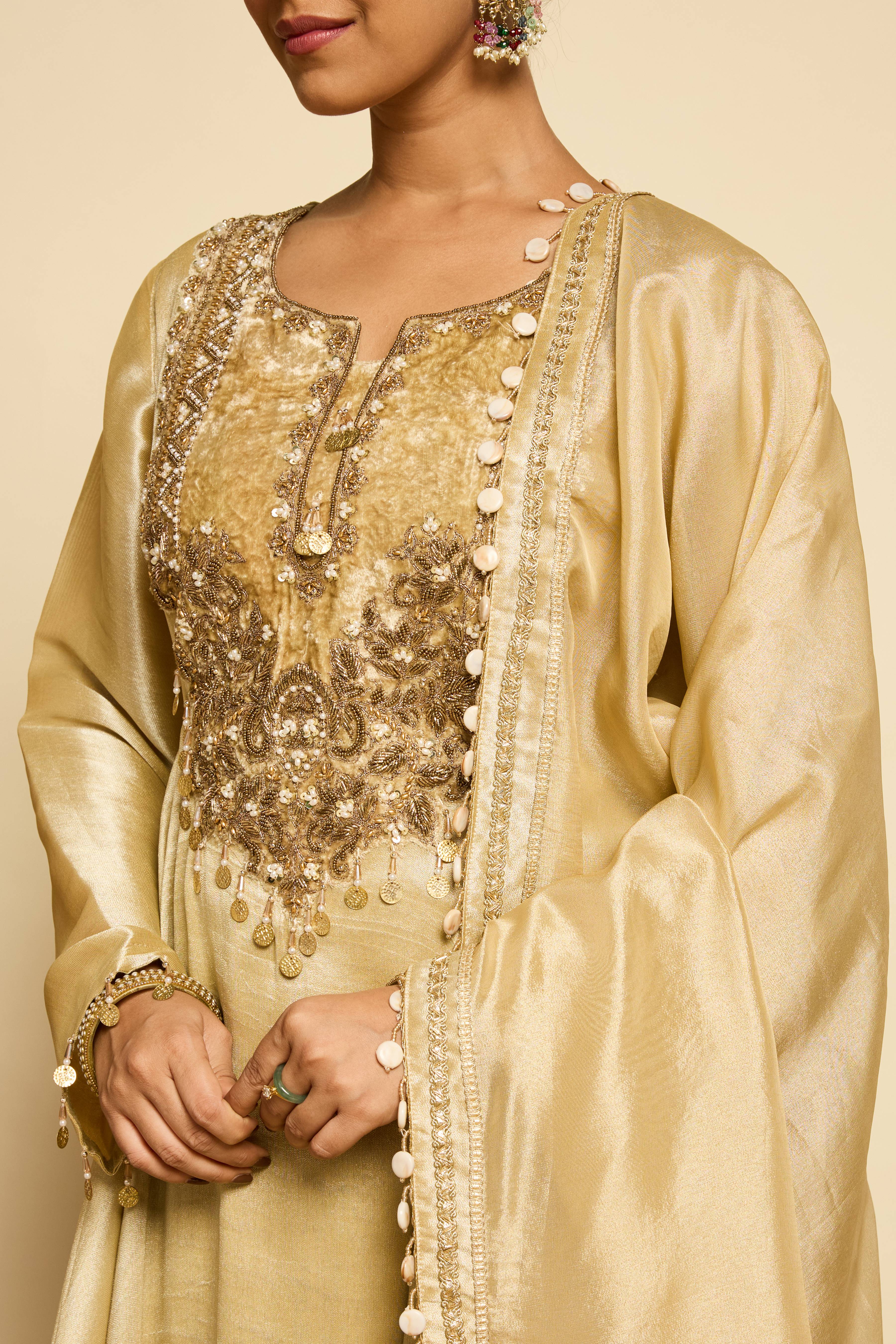Malang Gold Anarkali Set