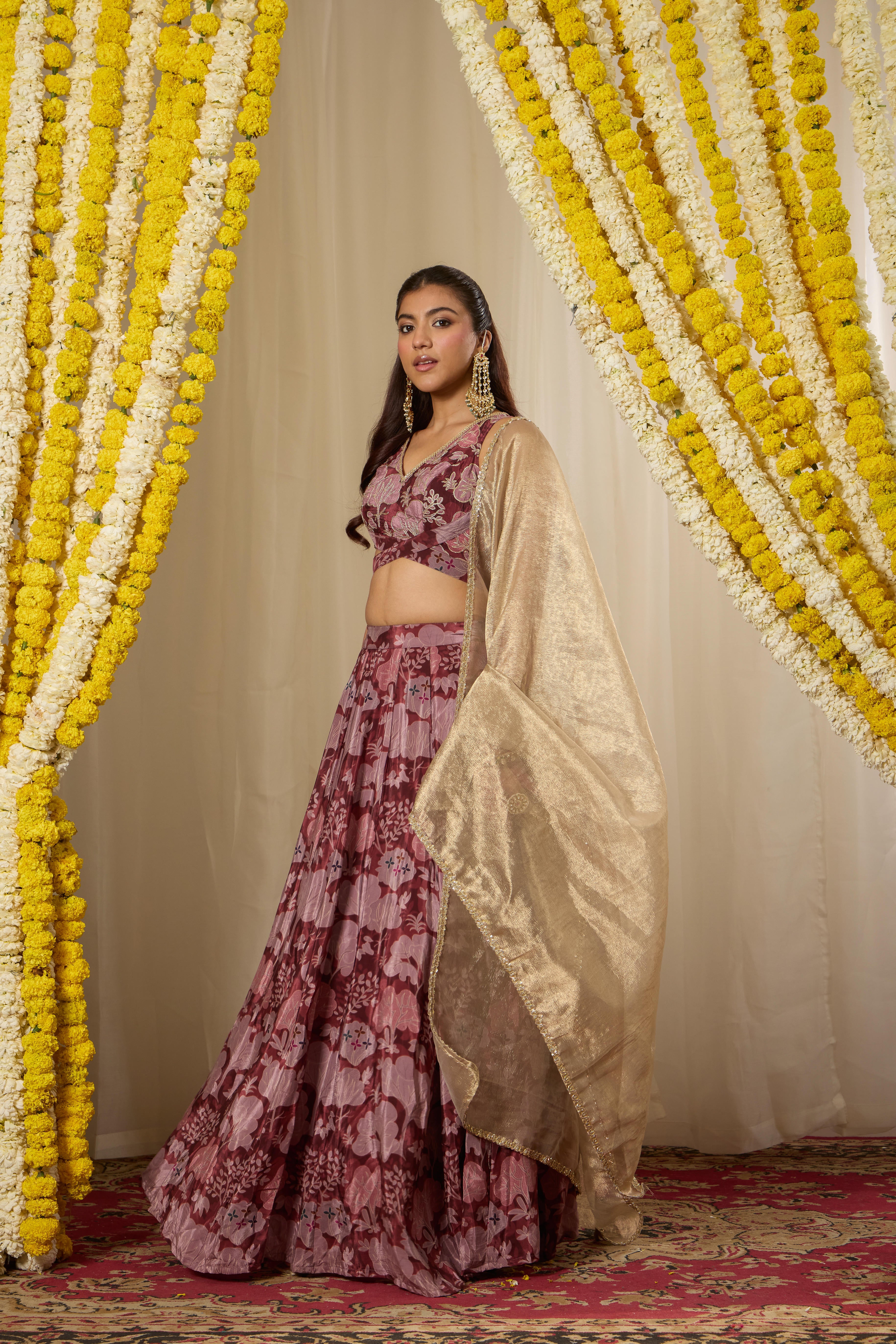 Malang Muted Maroon Lehenga Set