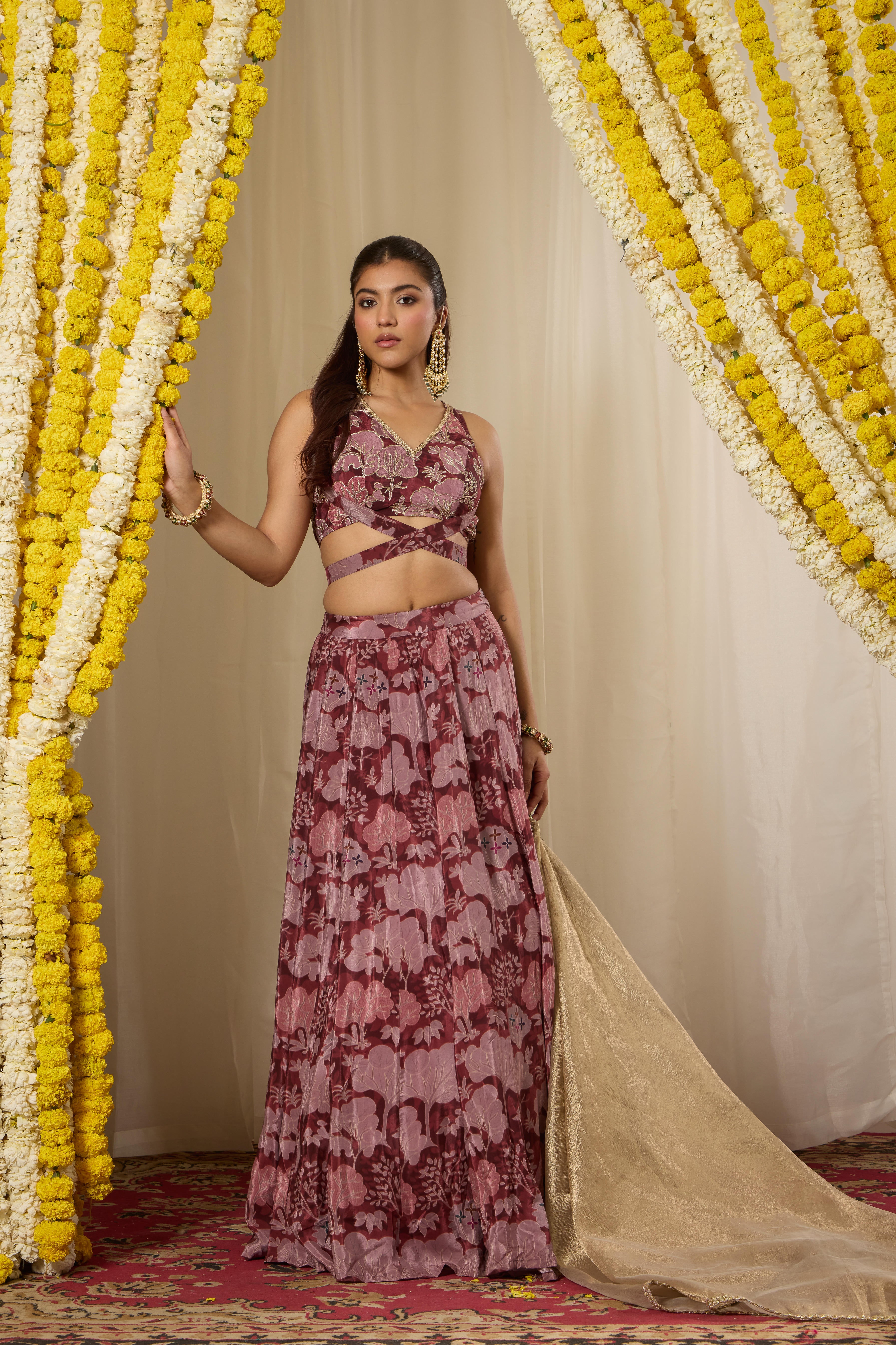 Malang Muted Maroon Lehenga Set