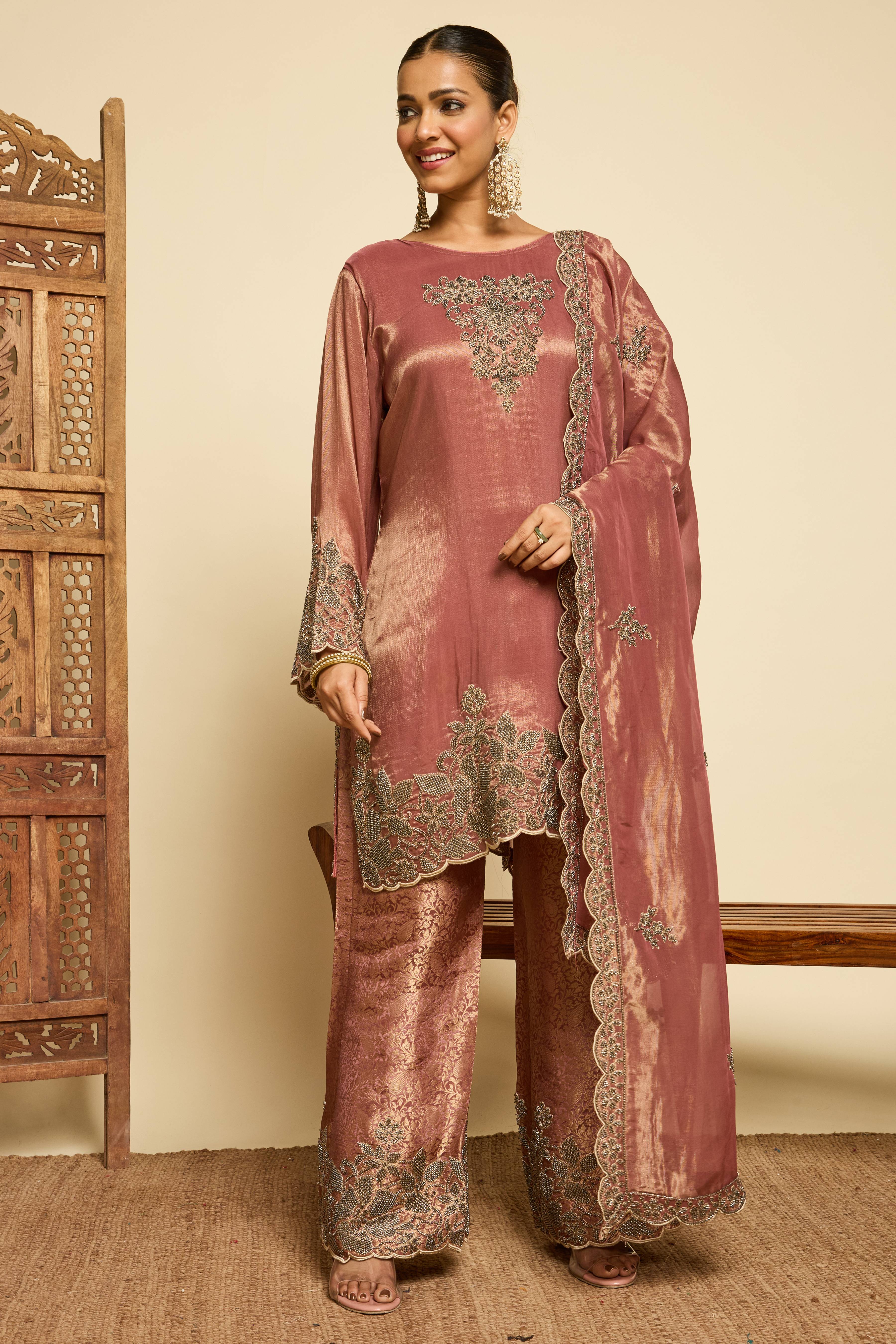 Malang Old Rose Sharara Set