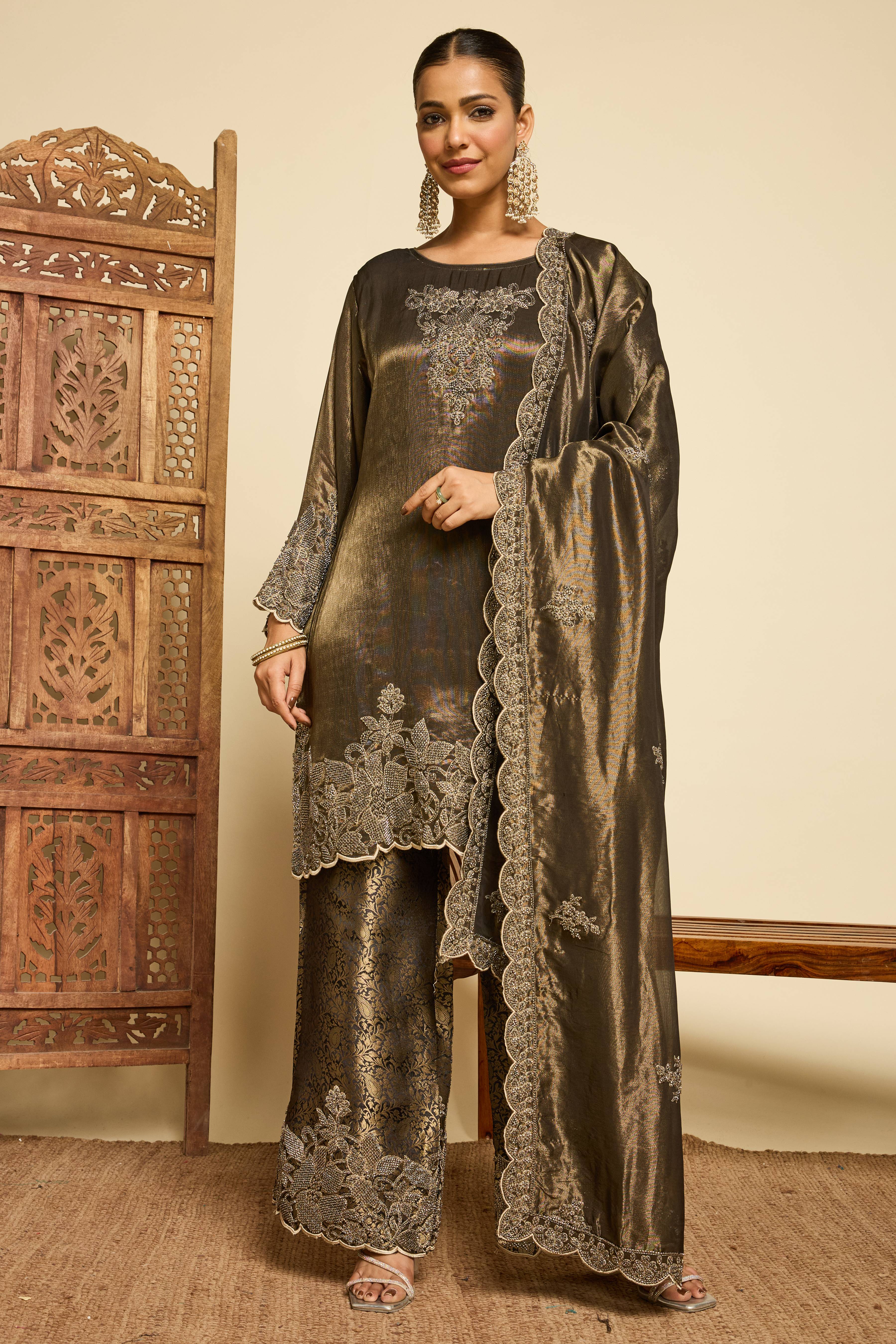 Malang Olive Dusk Sharara Set