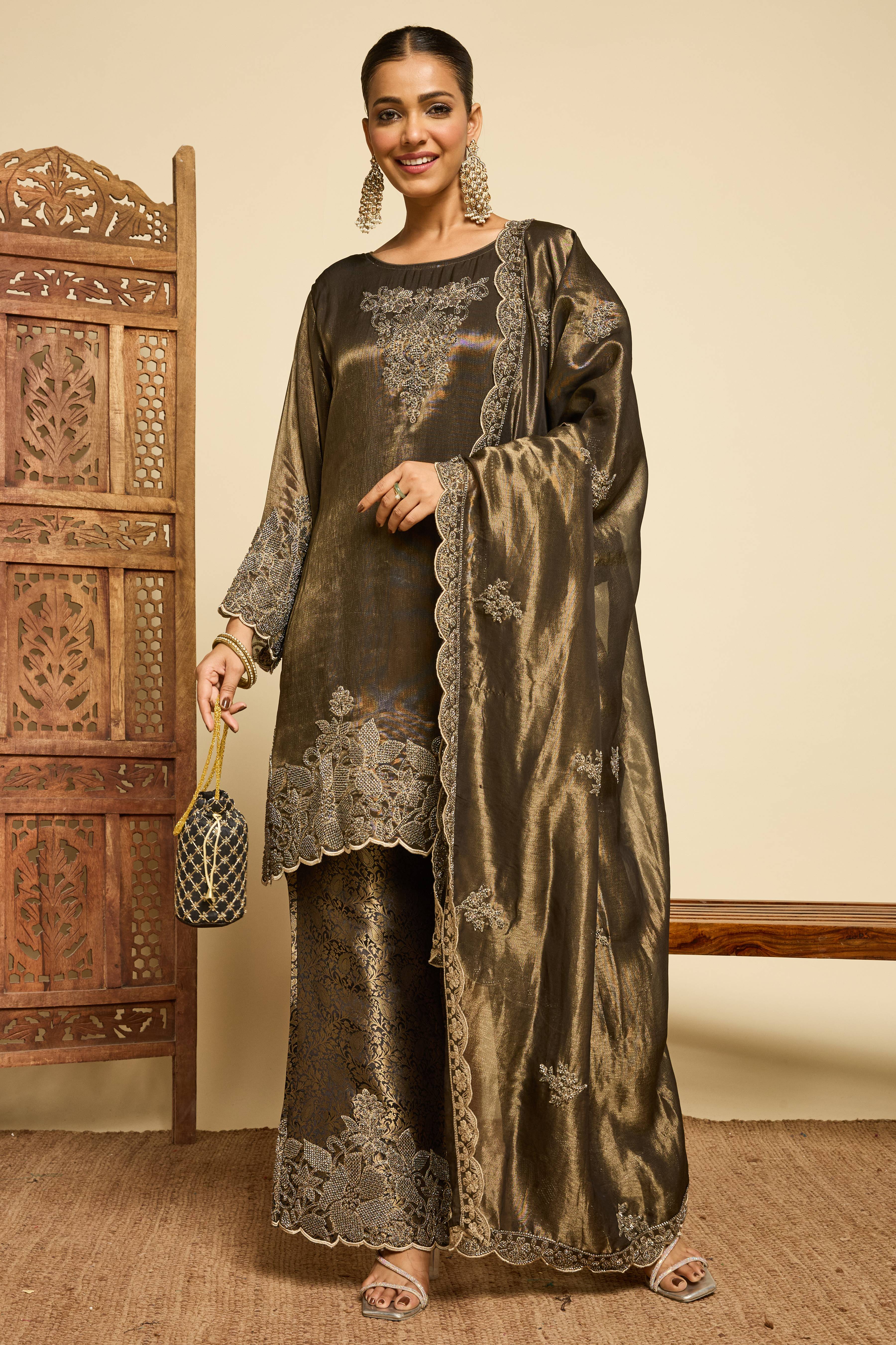 Malang Olive Dusk Sharara Set