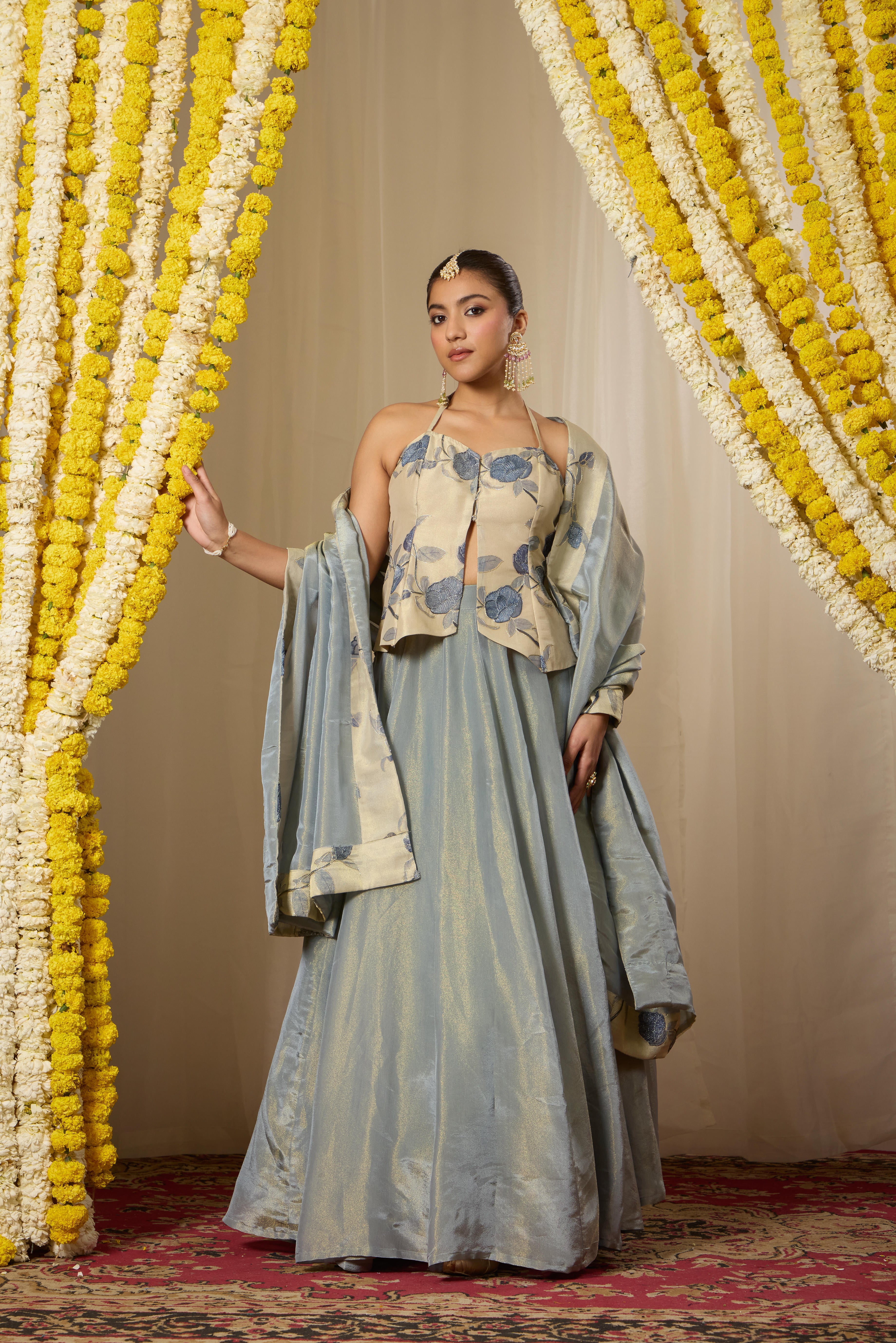 Malang Pearl Blue Lehenga Set