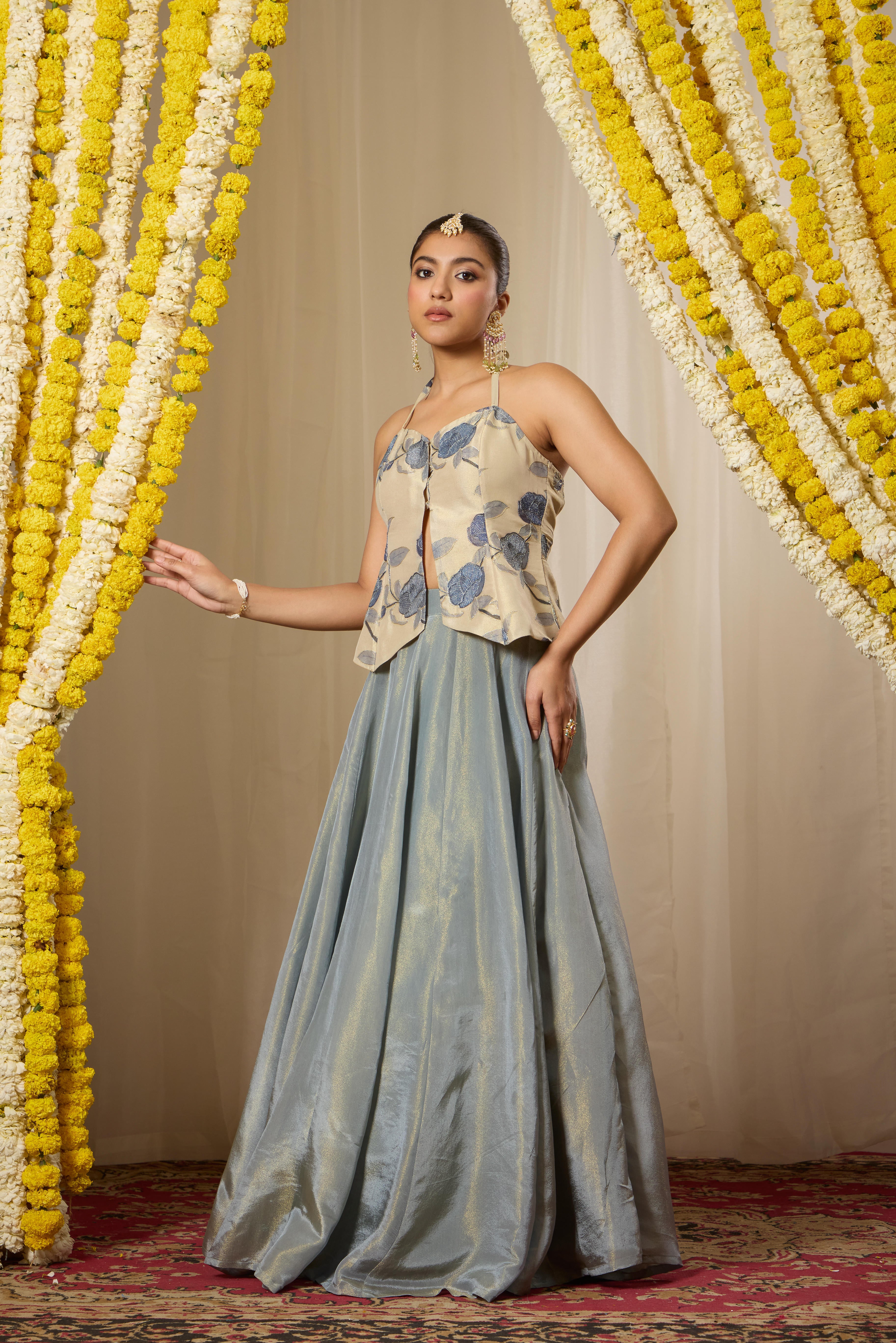 Malang Pearl Blue Lehenga Set