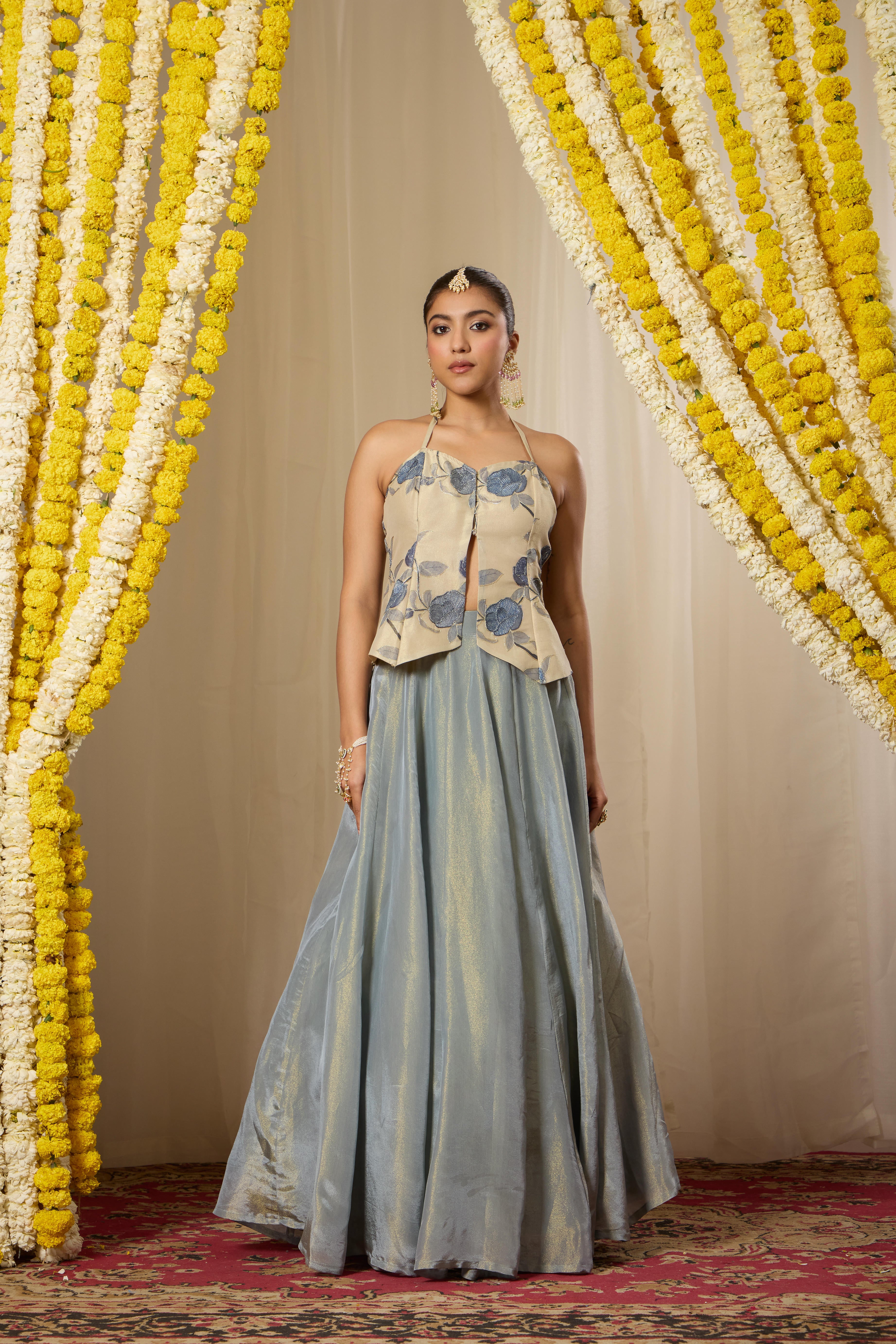 Malang Pearl Blue Lehenga Set