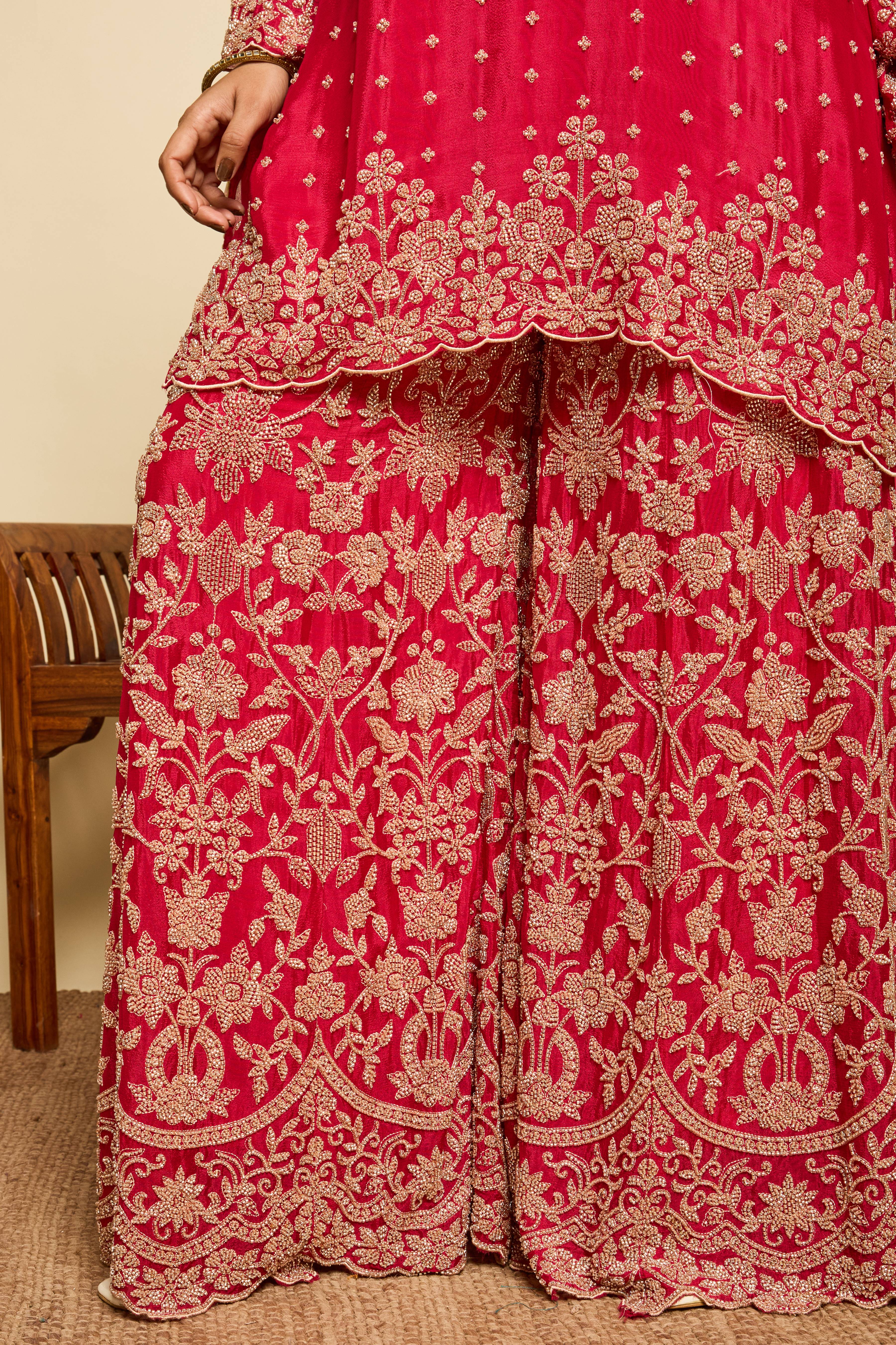 Malang Royal Crimson Sharara Set