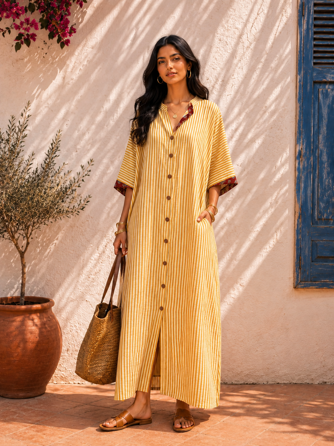 Aahista Honey Stripe Kaftan Dress 1