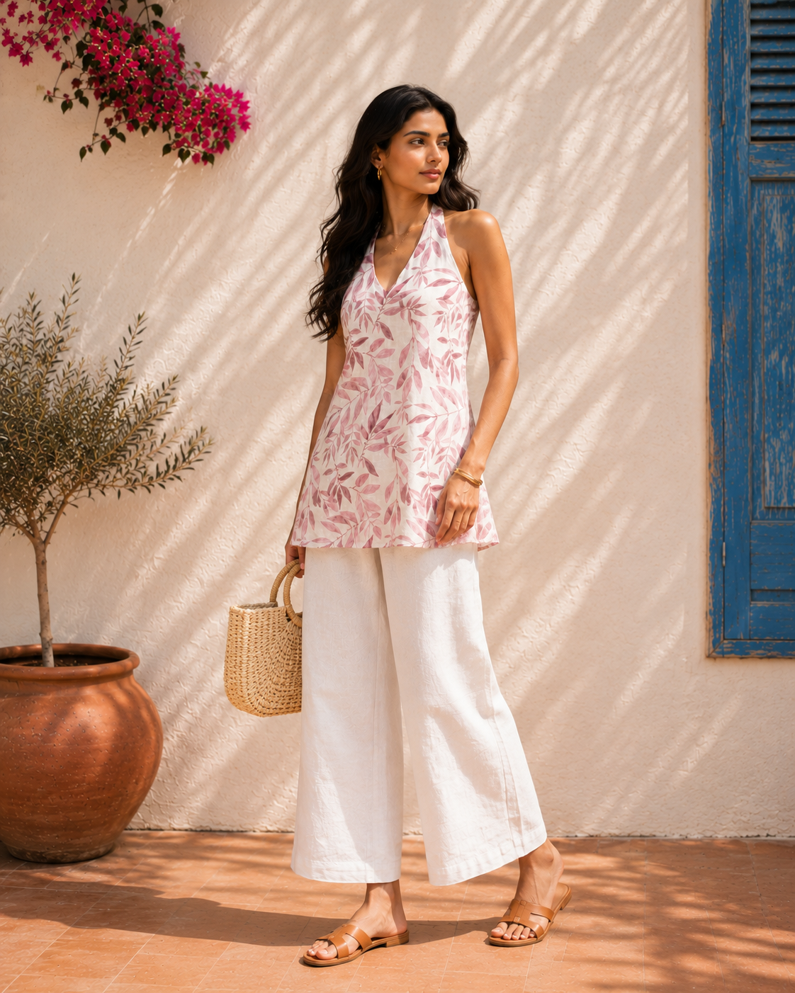 Aahista Mauve Botanical Halter Kurta Set 1