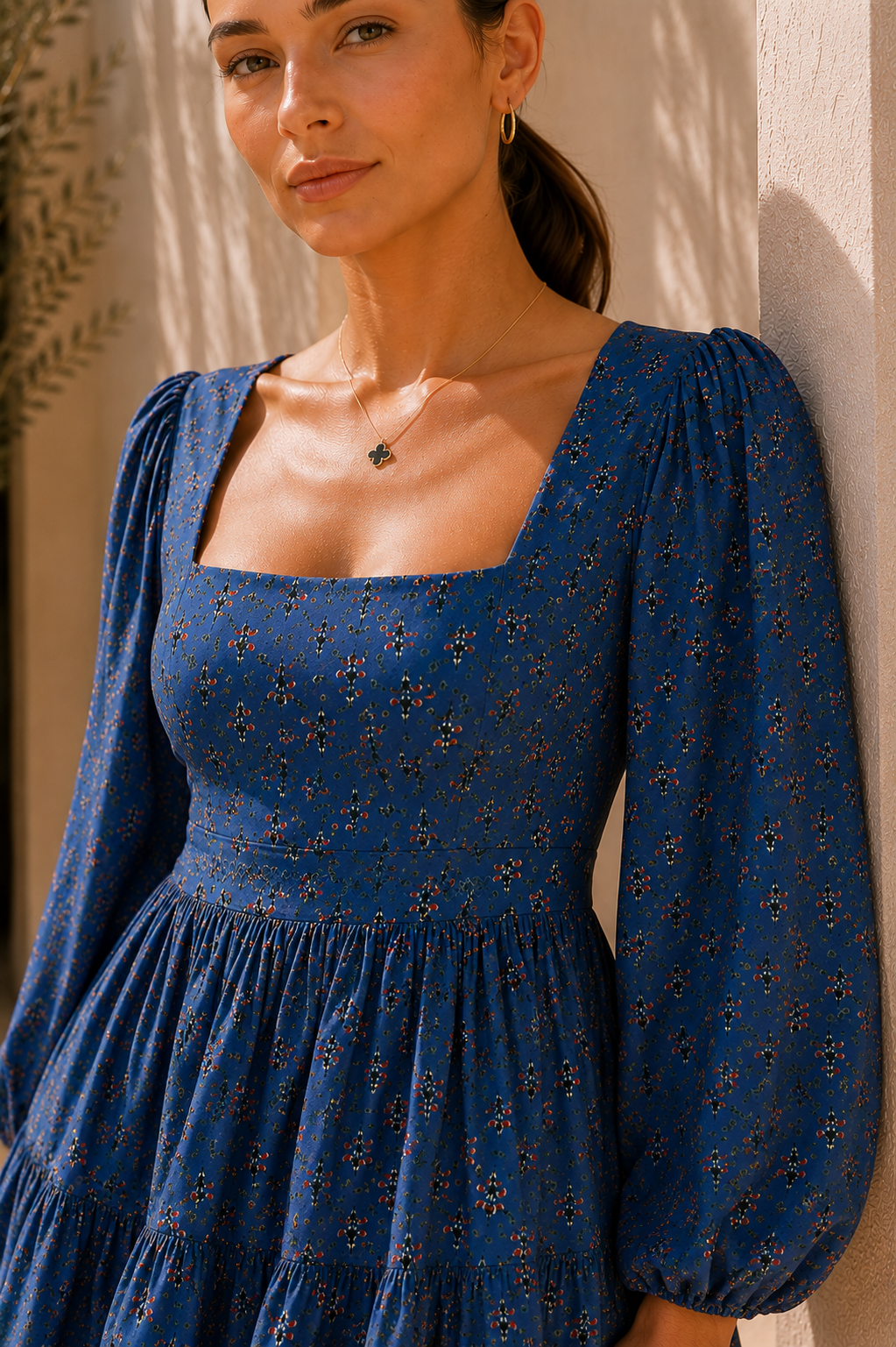 Amalfi Blue Ditsy Floral Short Dress 3
