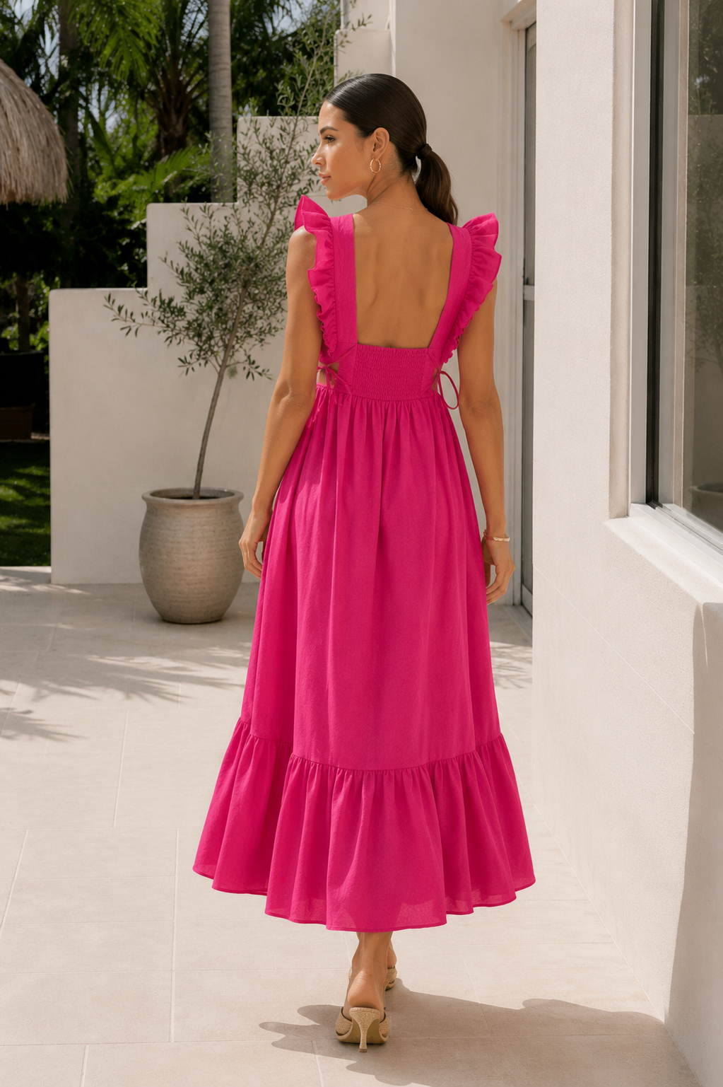 Amalfi Pink Ruffle Strap Maxi Dress 5