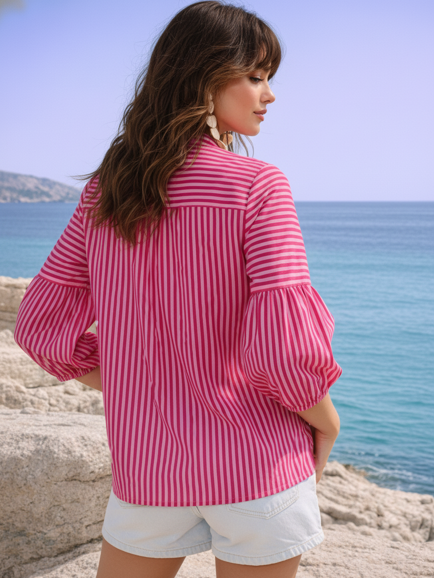 Alaya Select Pink Striped Heart Shirt