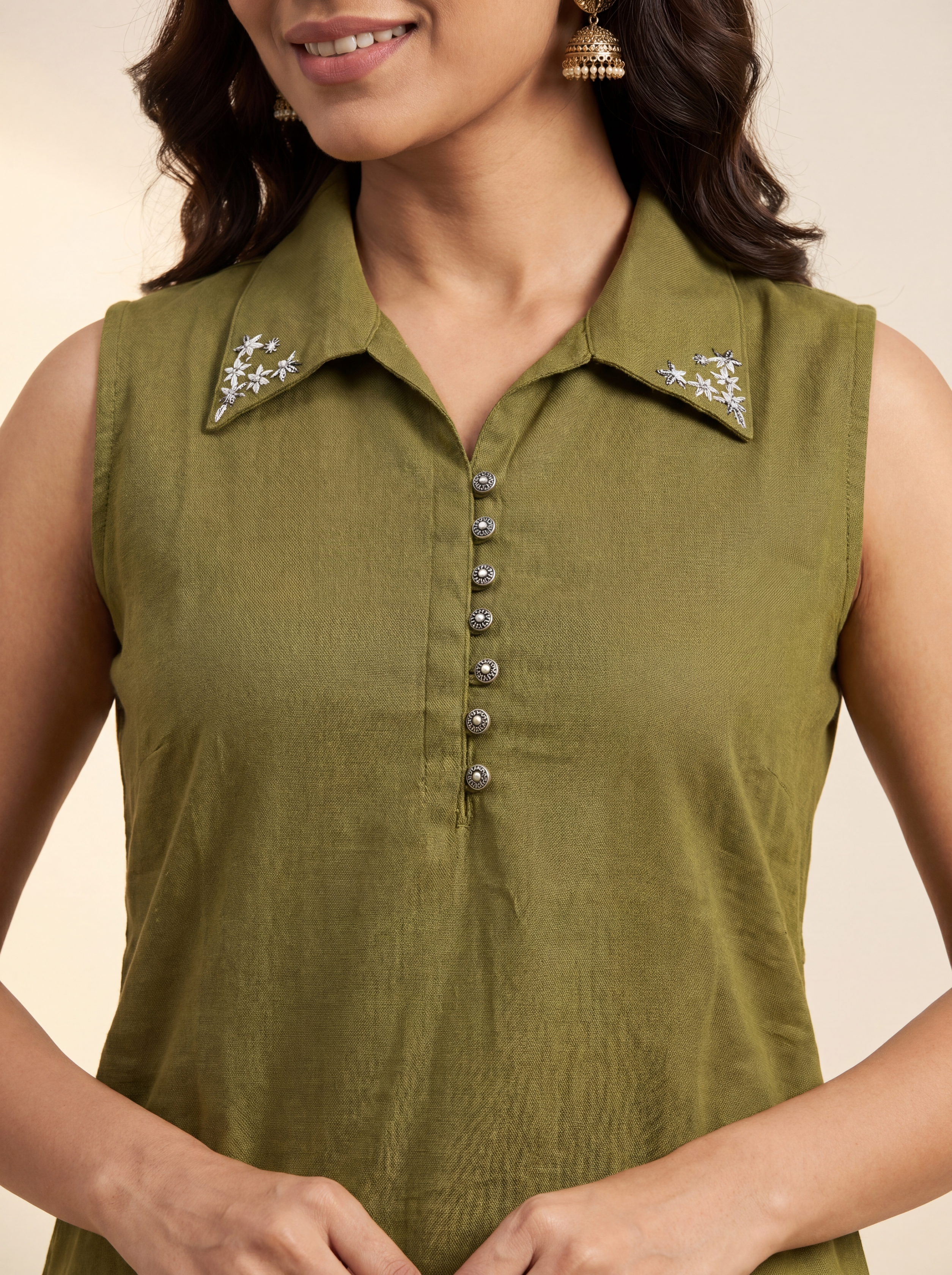 Alaya Select Olive Petal Collar Kurta Set