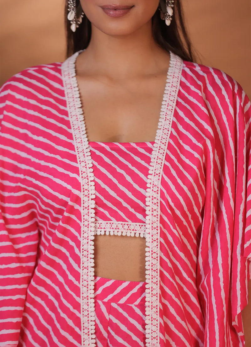 Pink Striped Cotton Overlay