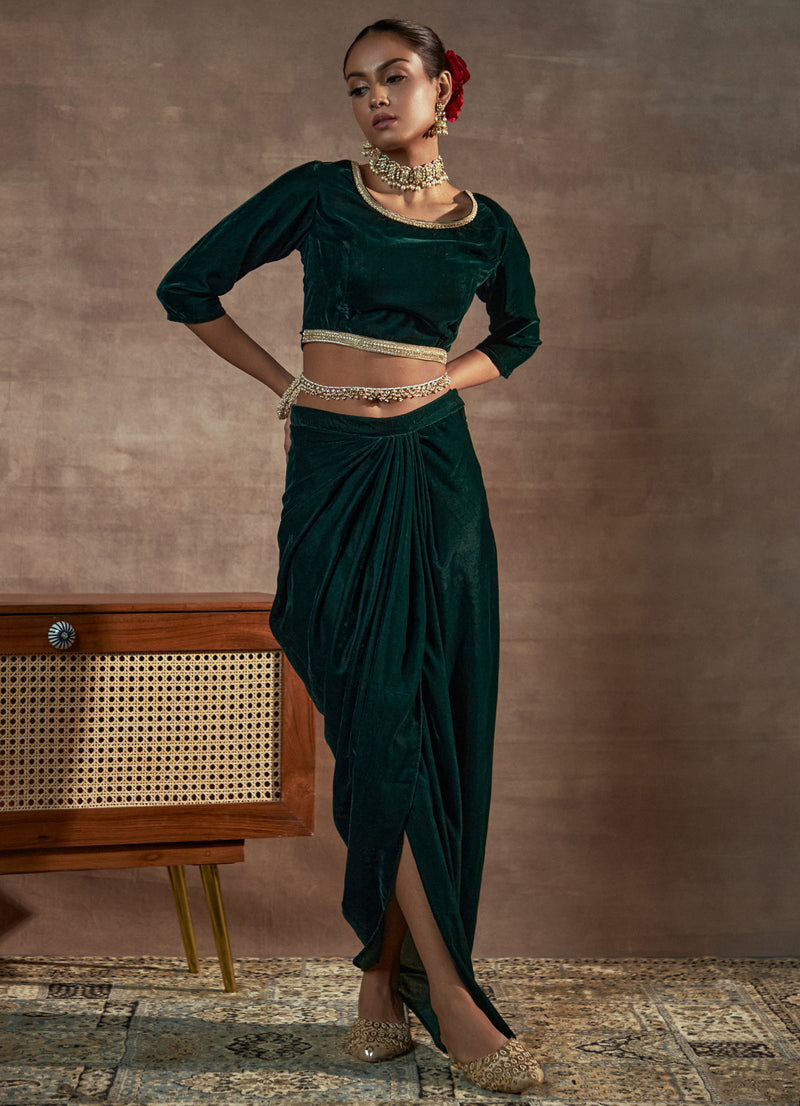Nayaab Emerald Embroidered Lace Blouse