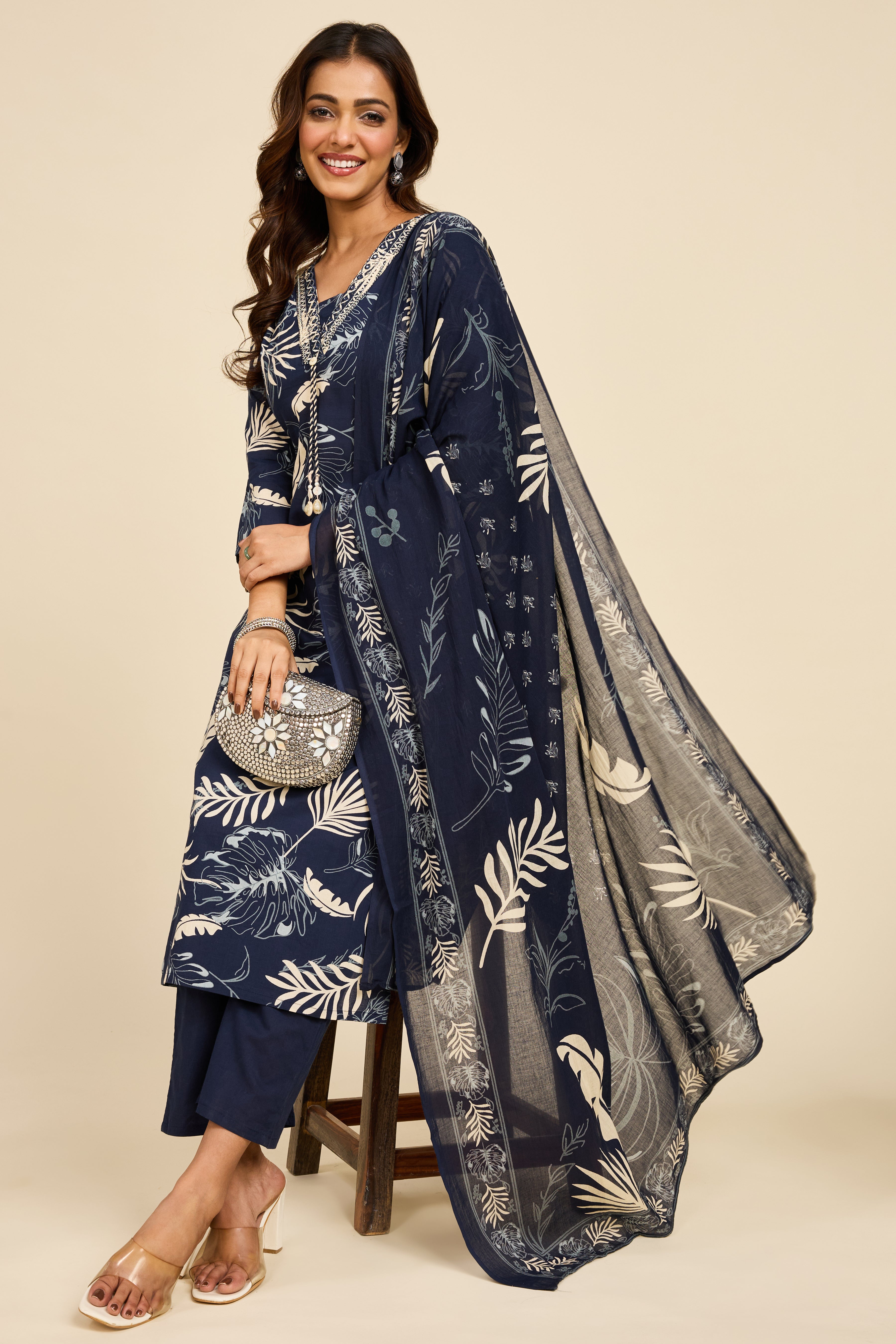 Alaya Select Navy Fern Kurta Set