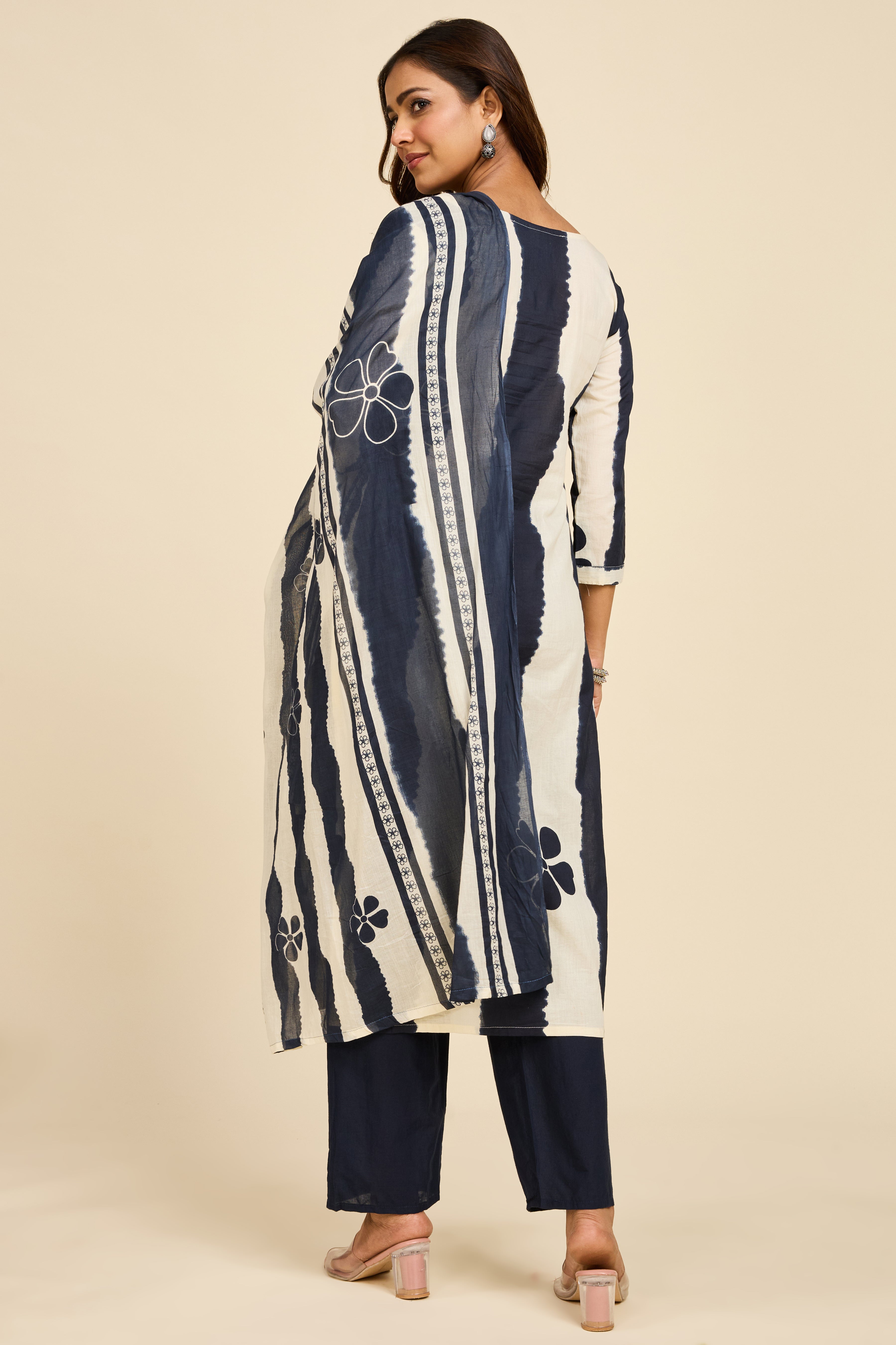Alaya Select Indigo Stripe Cotton Kurta Set