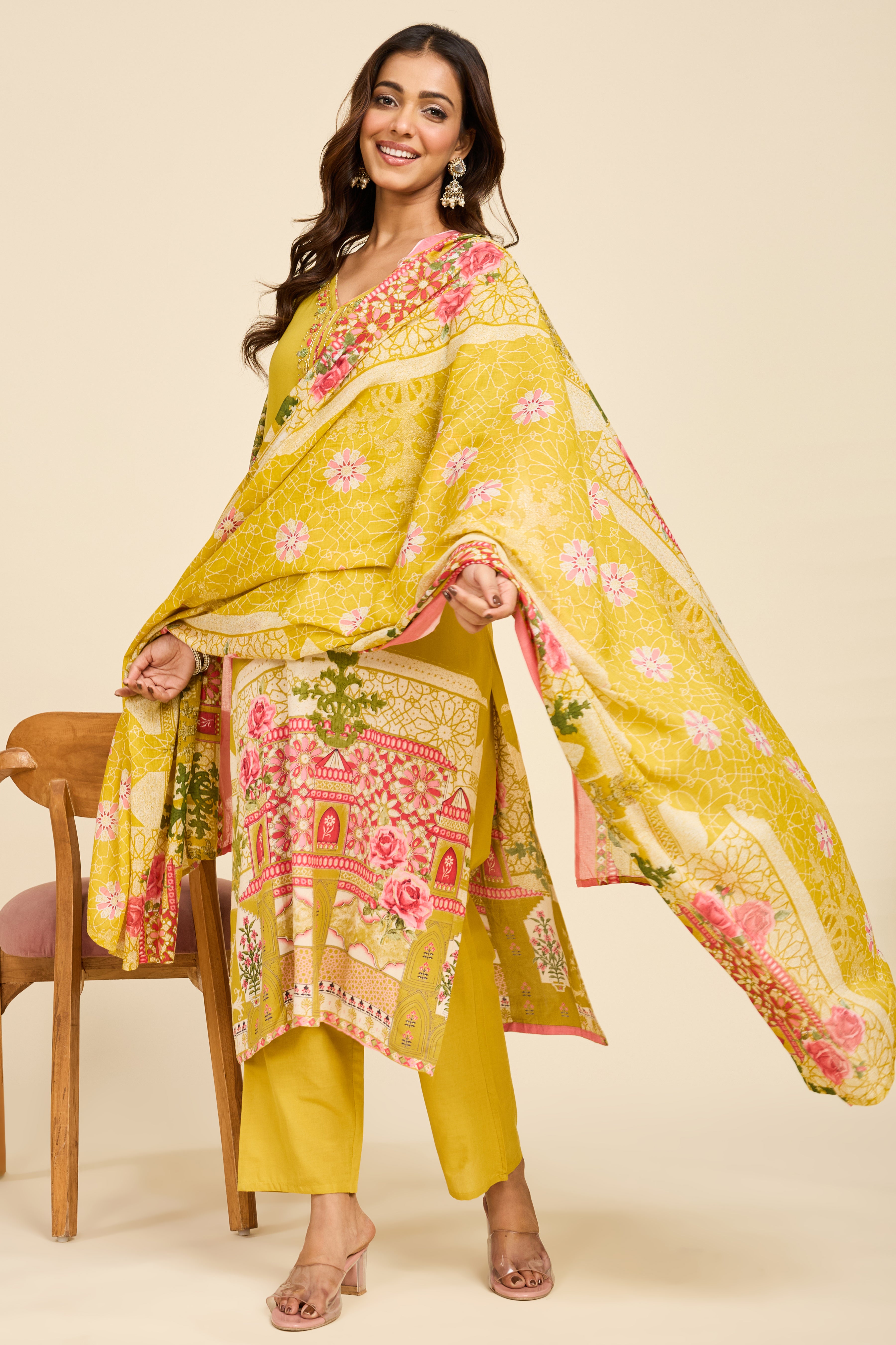 Alaya Select Pista Flora Kurta Set