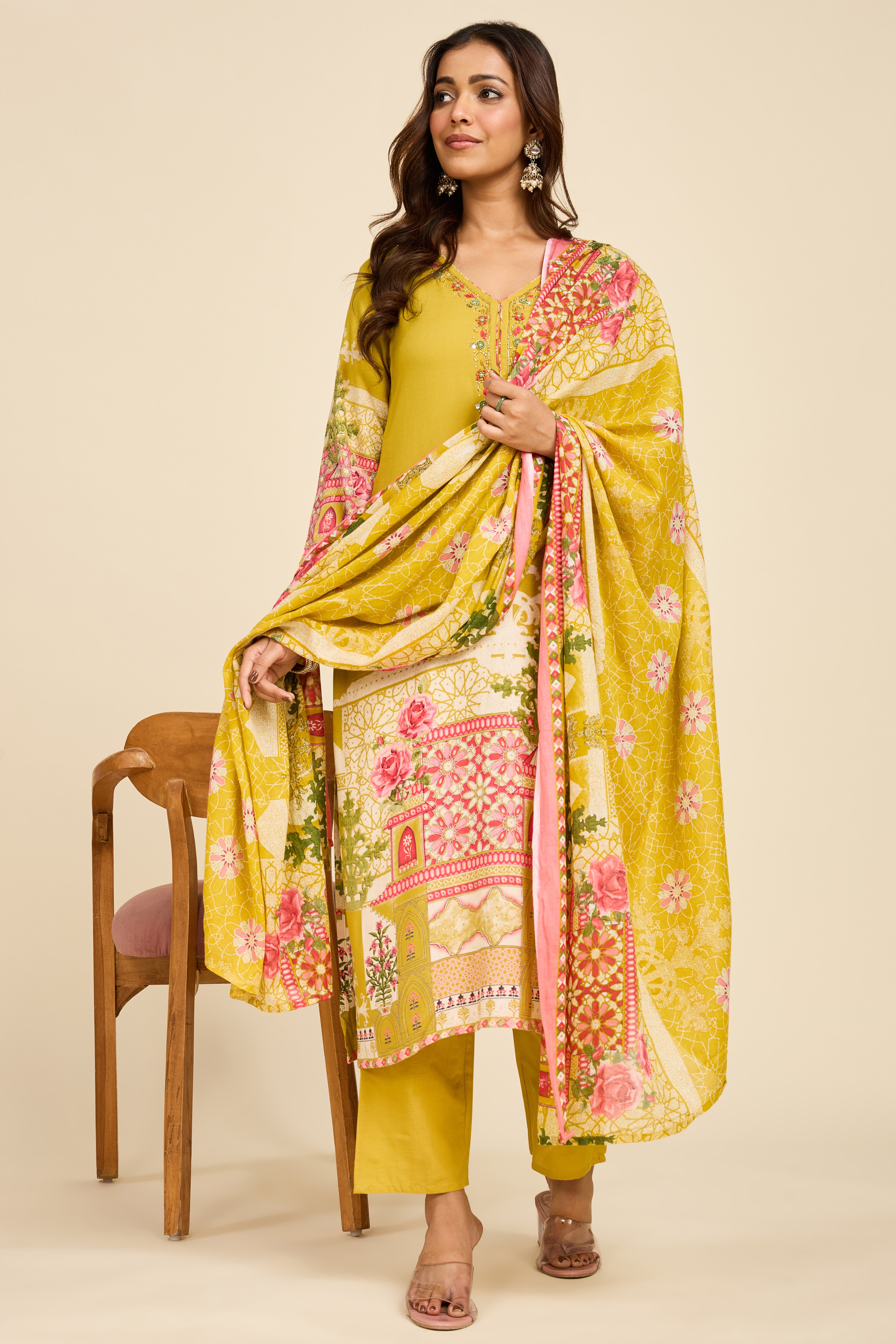 Alaya Select Pista Flora Kurta Set