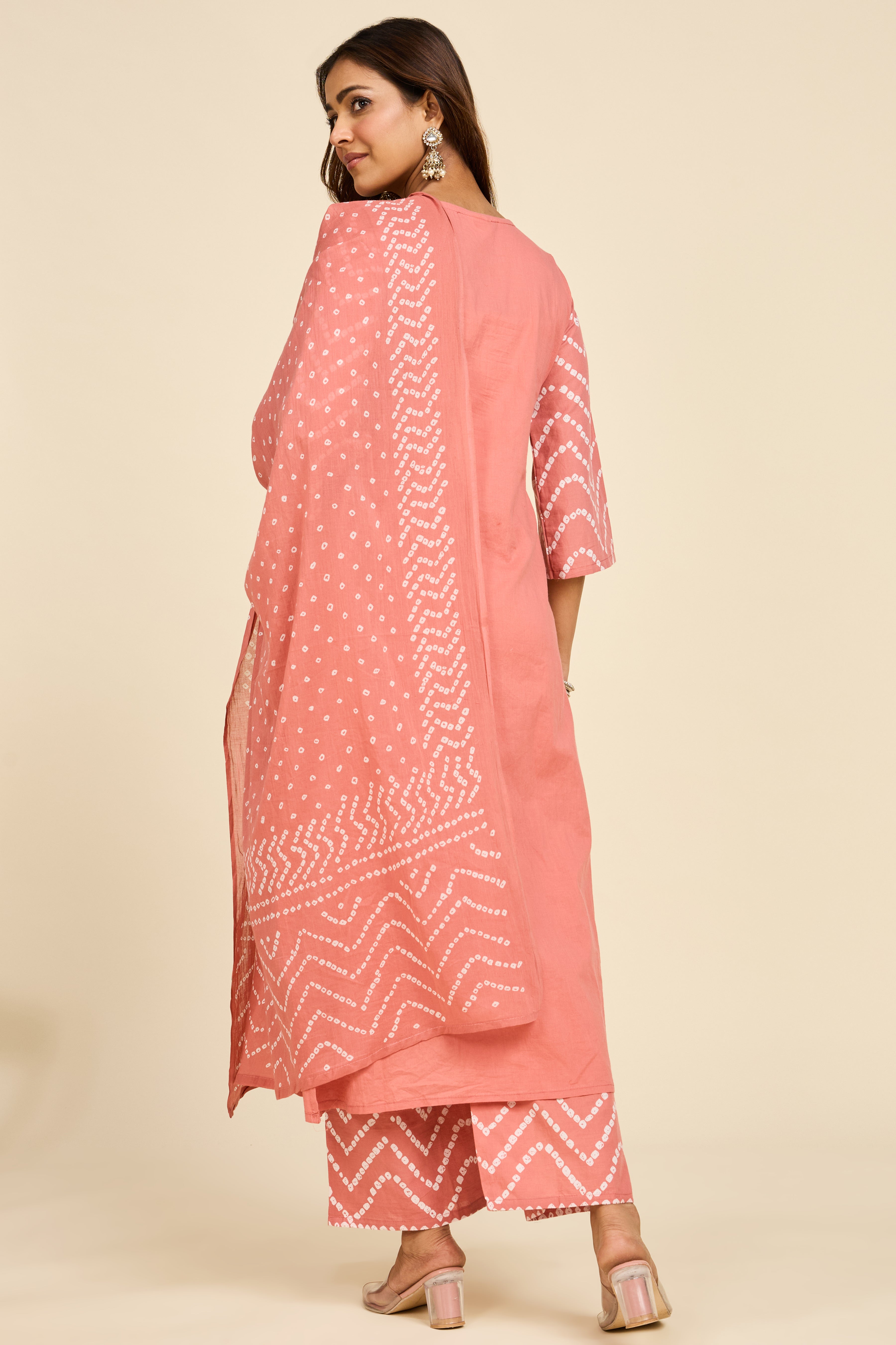 Alaya Select Bandhej Rose Kurta Set