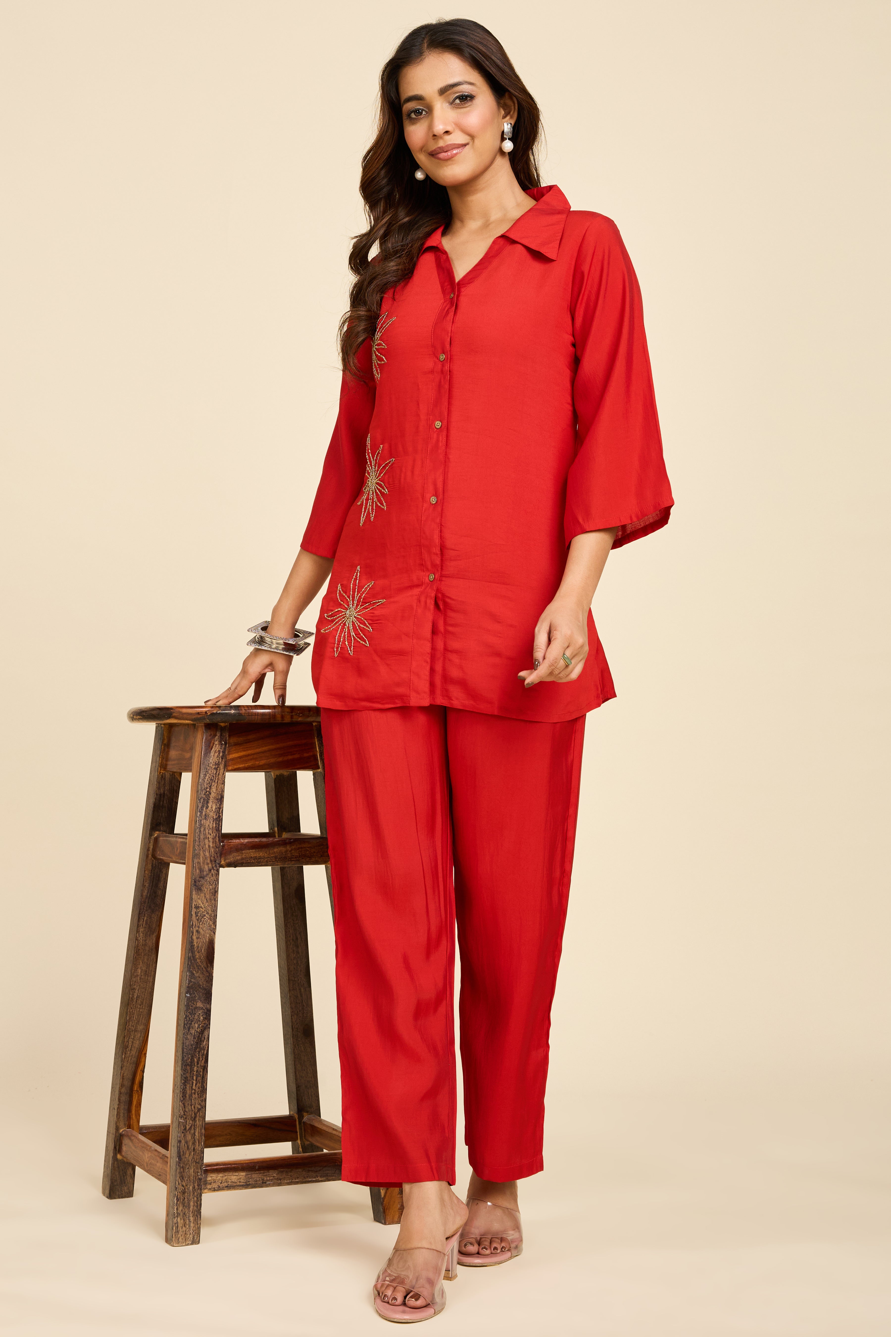 Alaya Select Red Embroidered Co-ord Set