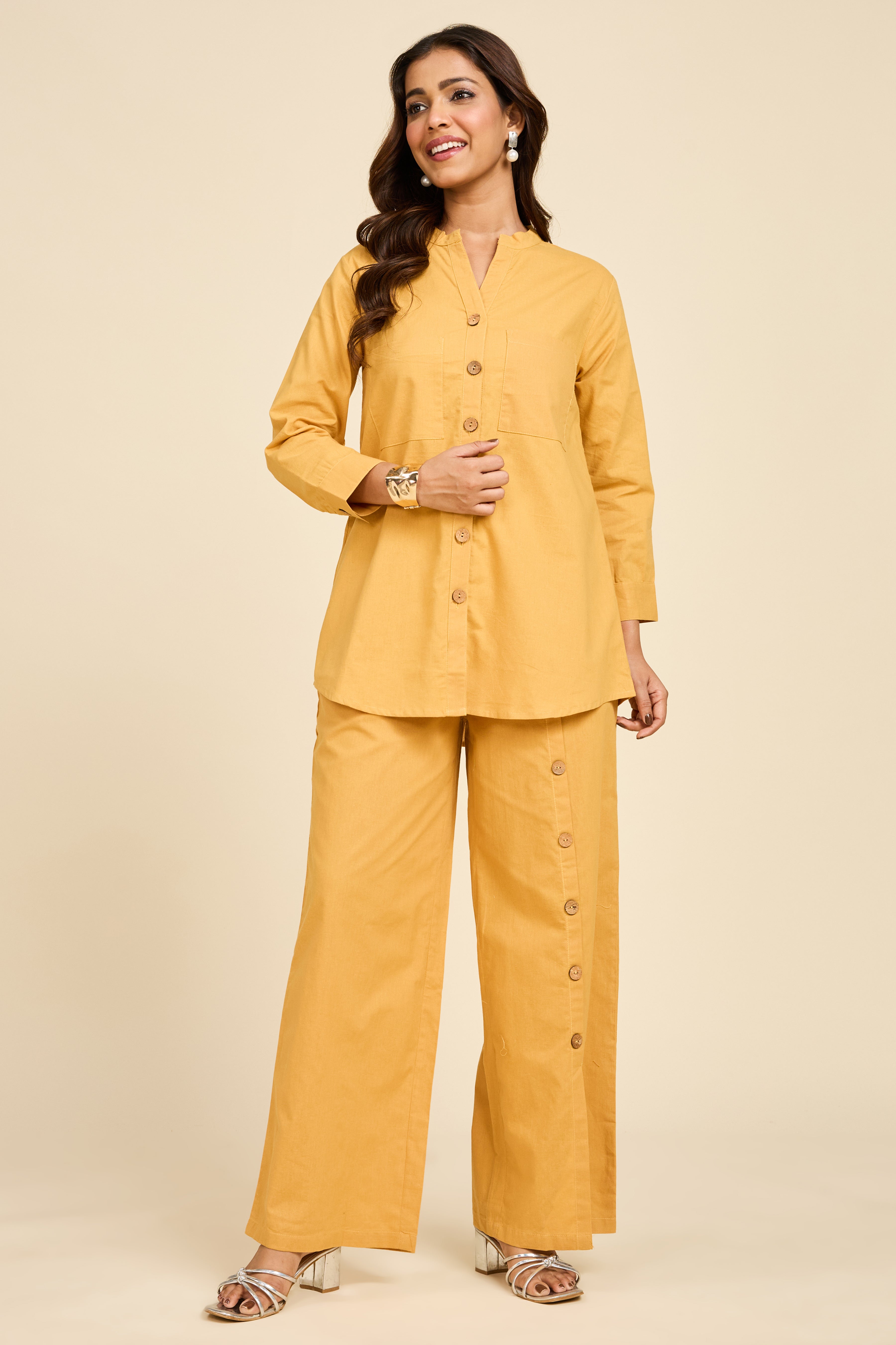 Alaya Select Mustard Detailed Co-ord Set