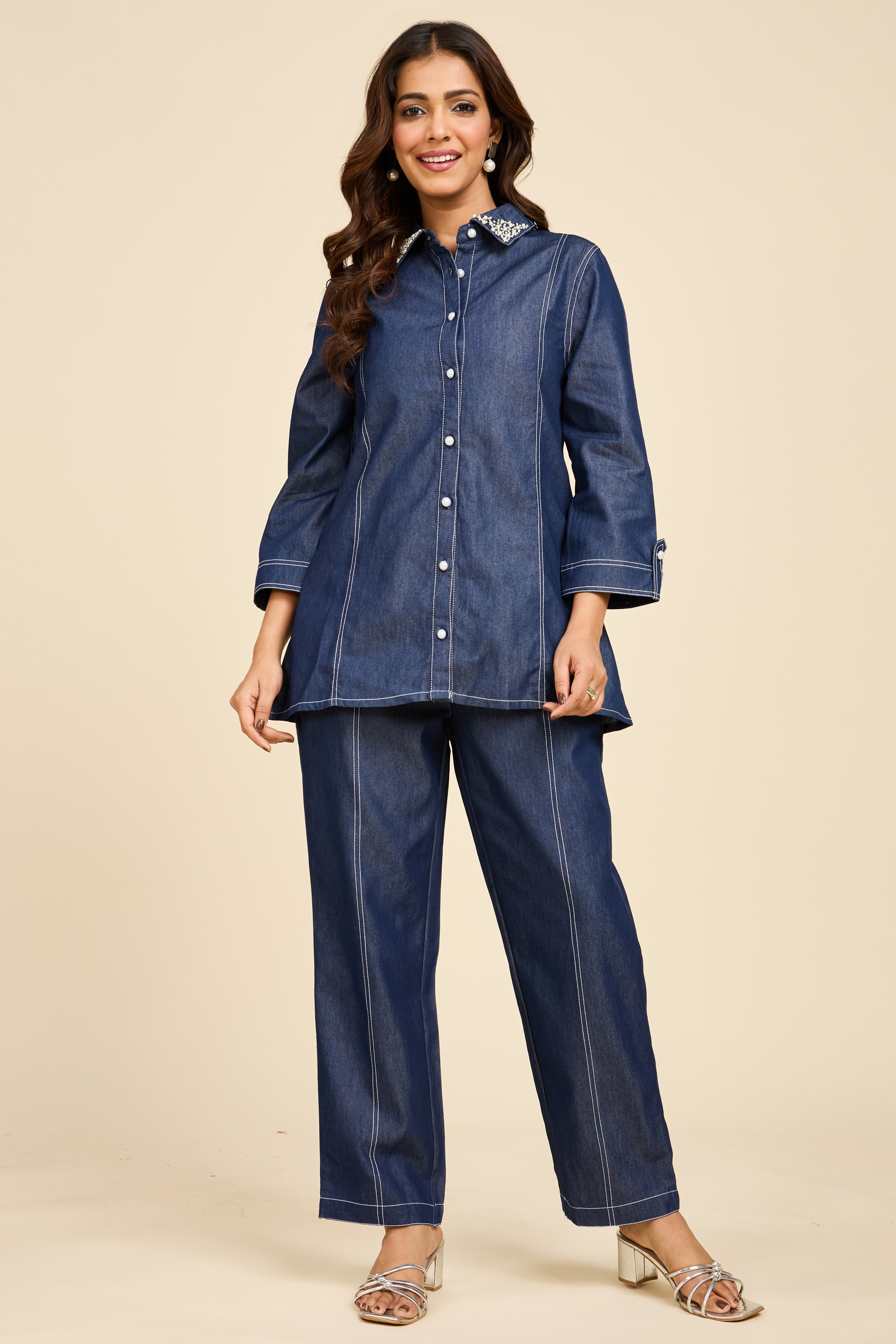 Alaya Select Navy Denim Co-ord Set