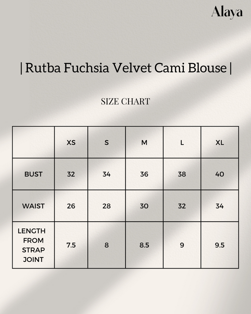 Rutba Fuchsia Velvet Cami Blouse