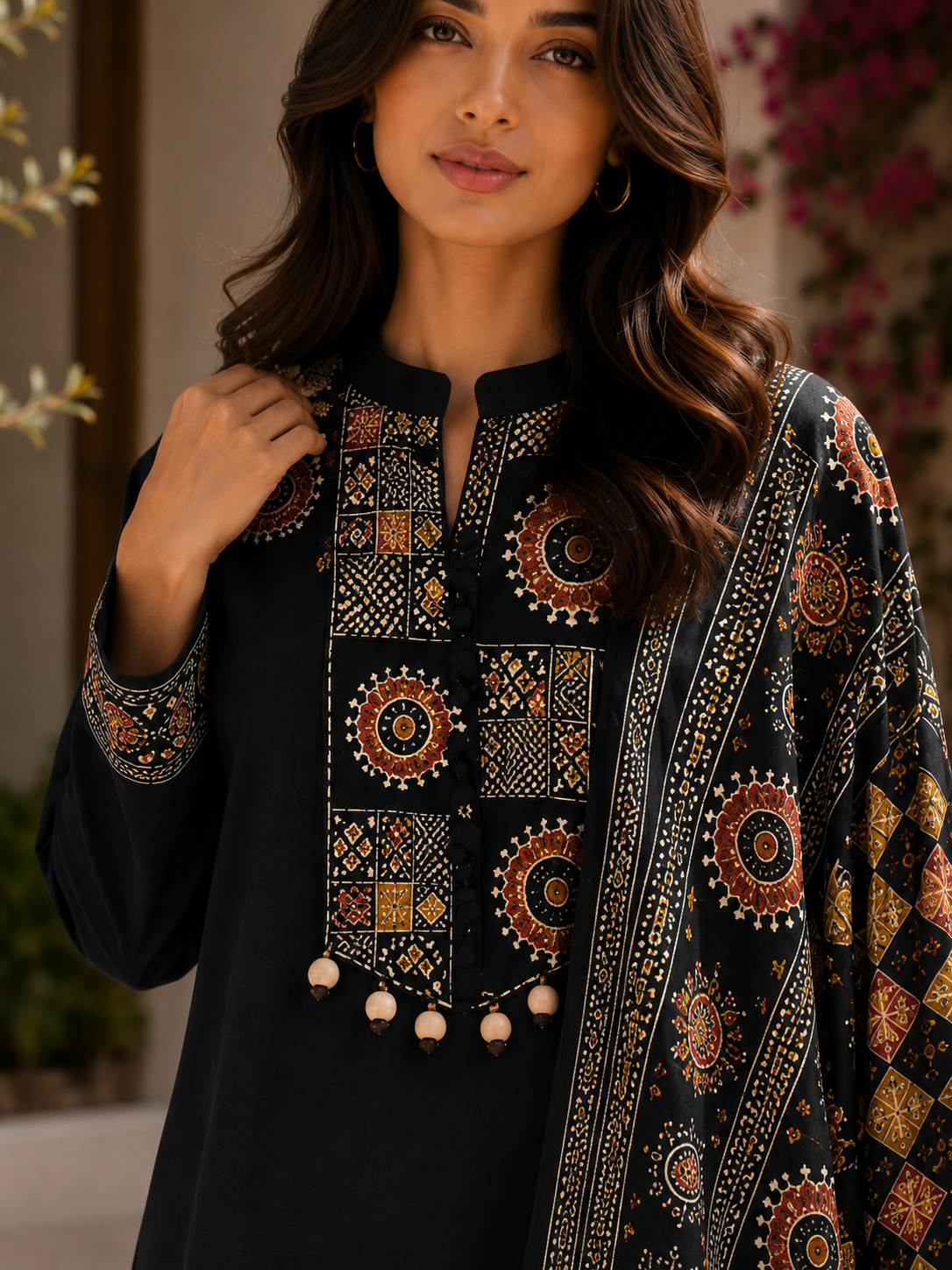 Alaya Select Noir Ajrakh Kurta Set