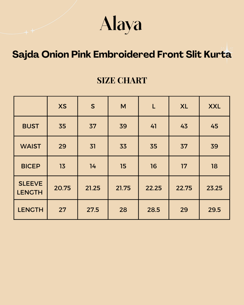 Sajda Onion Pink Embroidered Front Slit Kurta