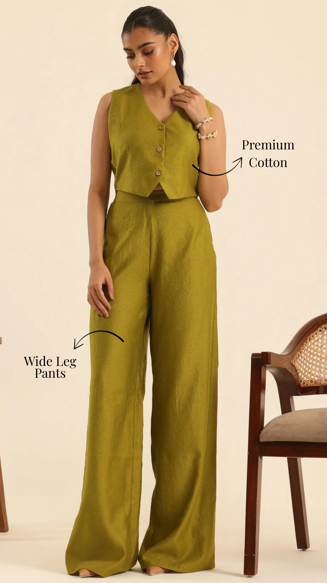 Rangrez Olive Power Aura Wide Leg Pants