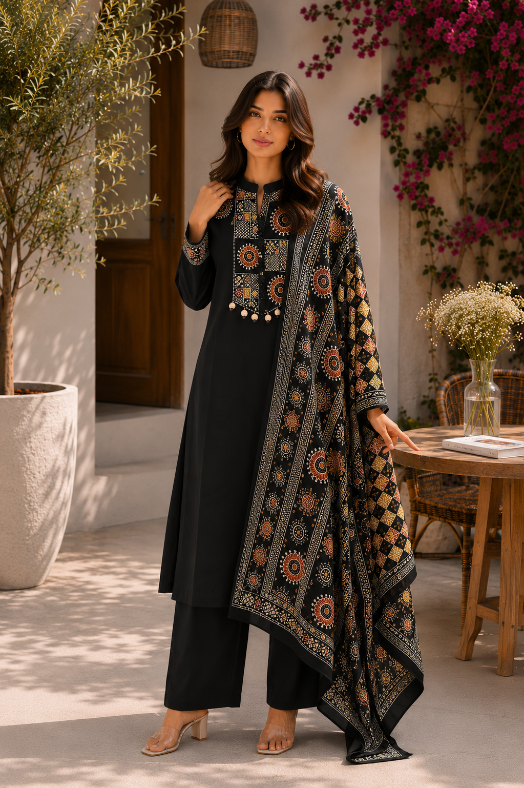 Alaya Select Noir Ajrakh Kurta Set