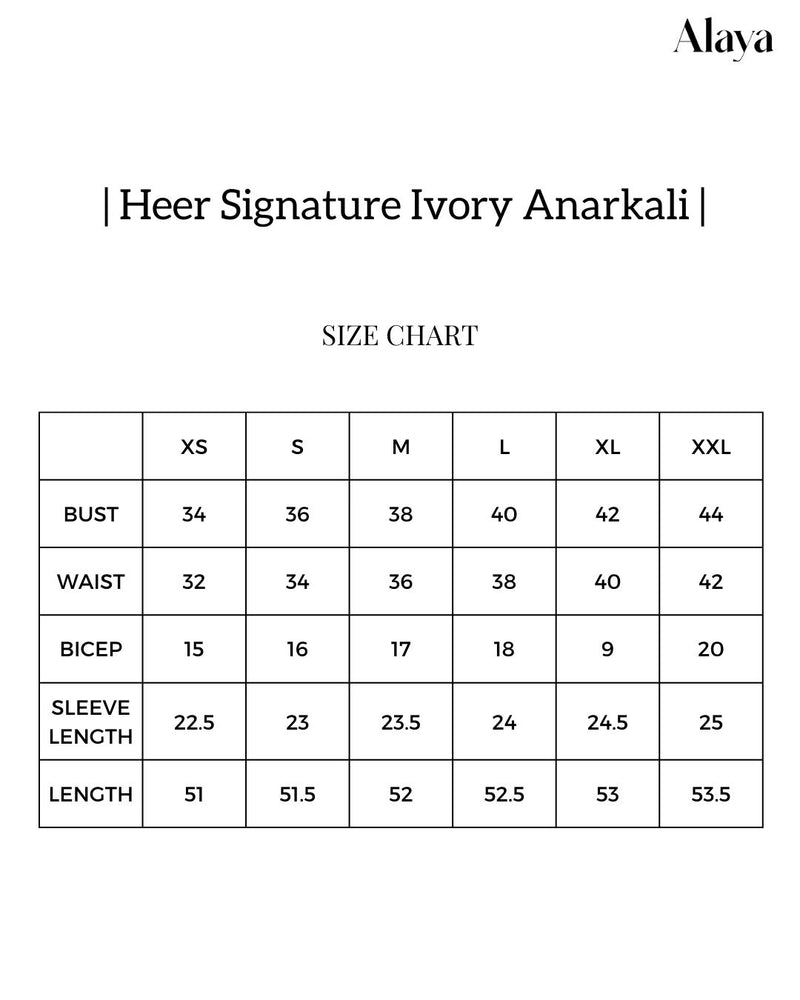 Alaya Heer Signature Ivory Anarkali Set with Choker Dupatta