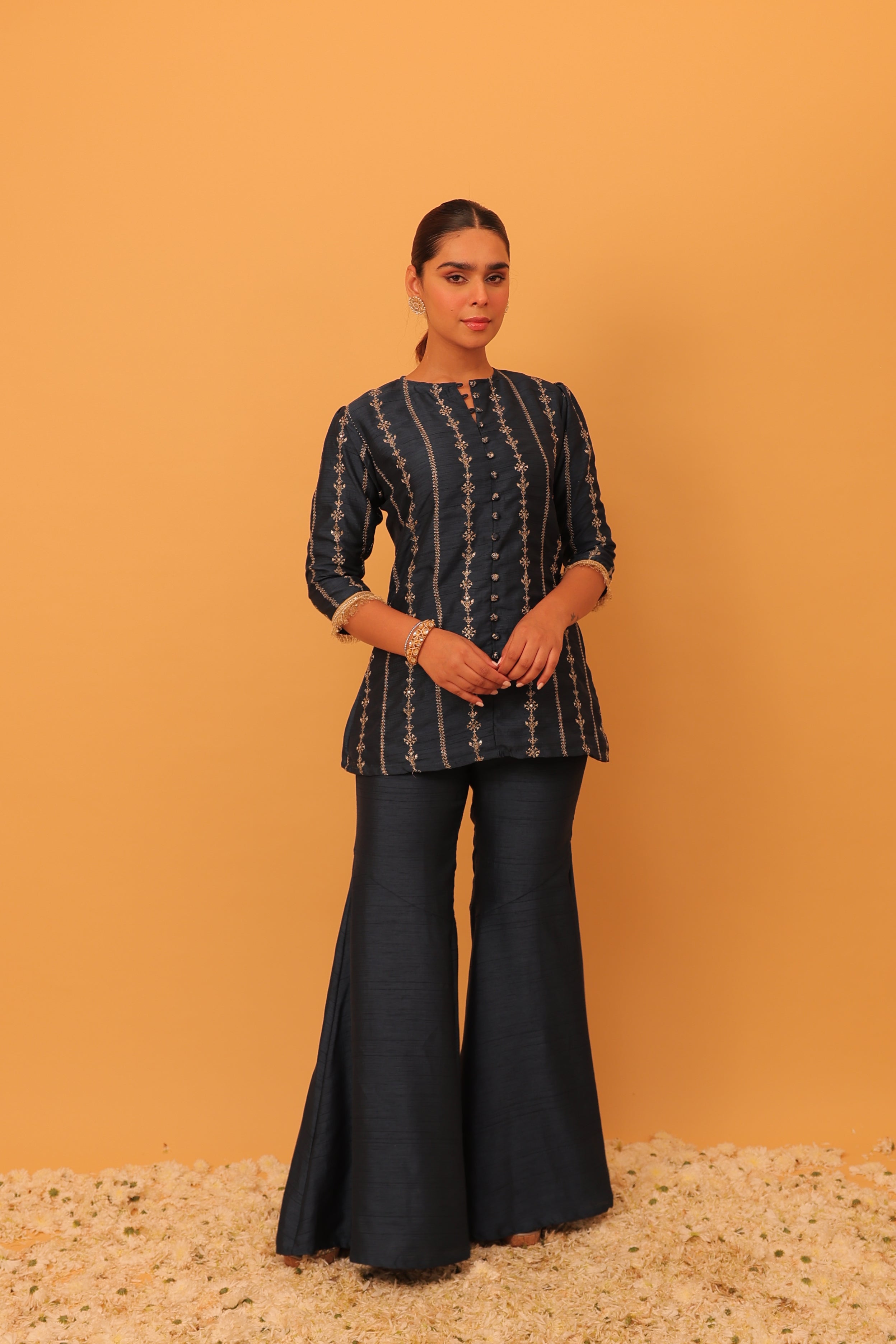 Alaya Mehfil Navy Blue Jacket Kurta Set