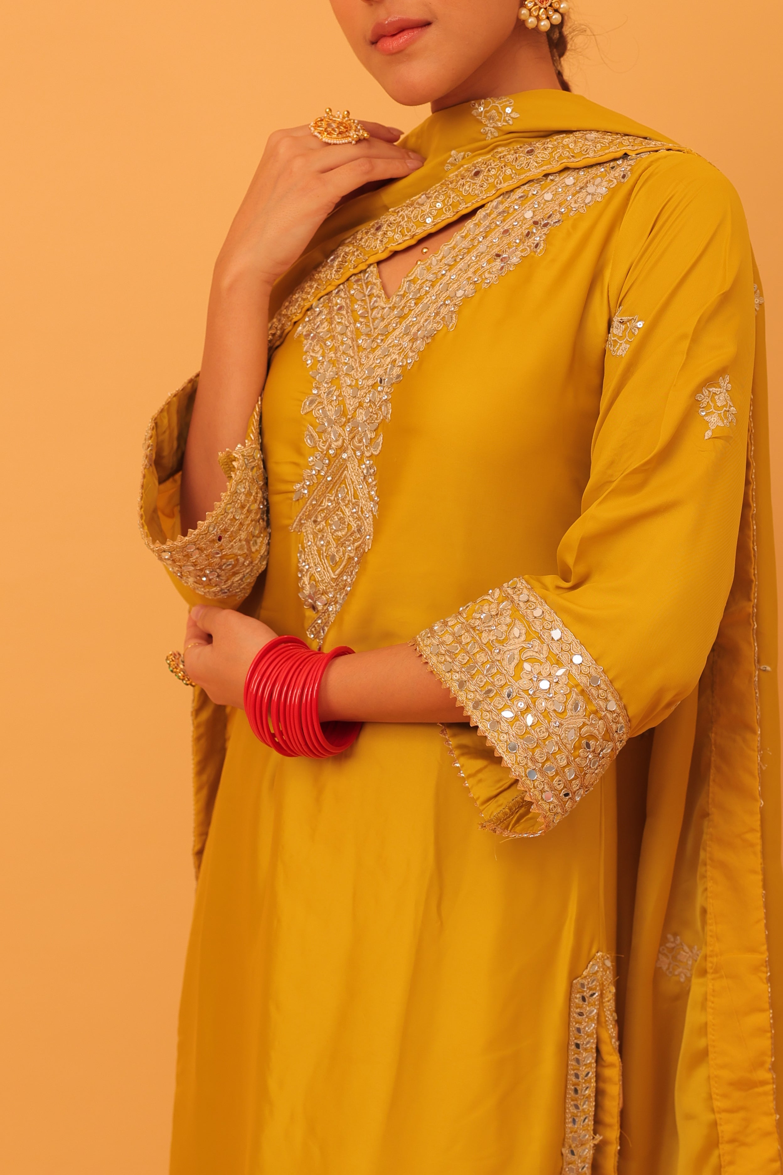 Alaya Mehfil glazed Yellow Kurta Set