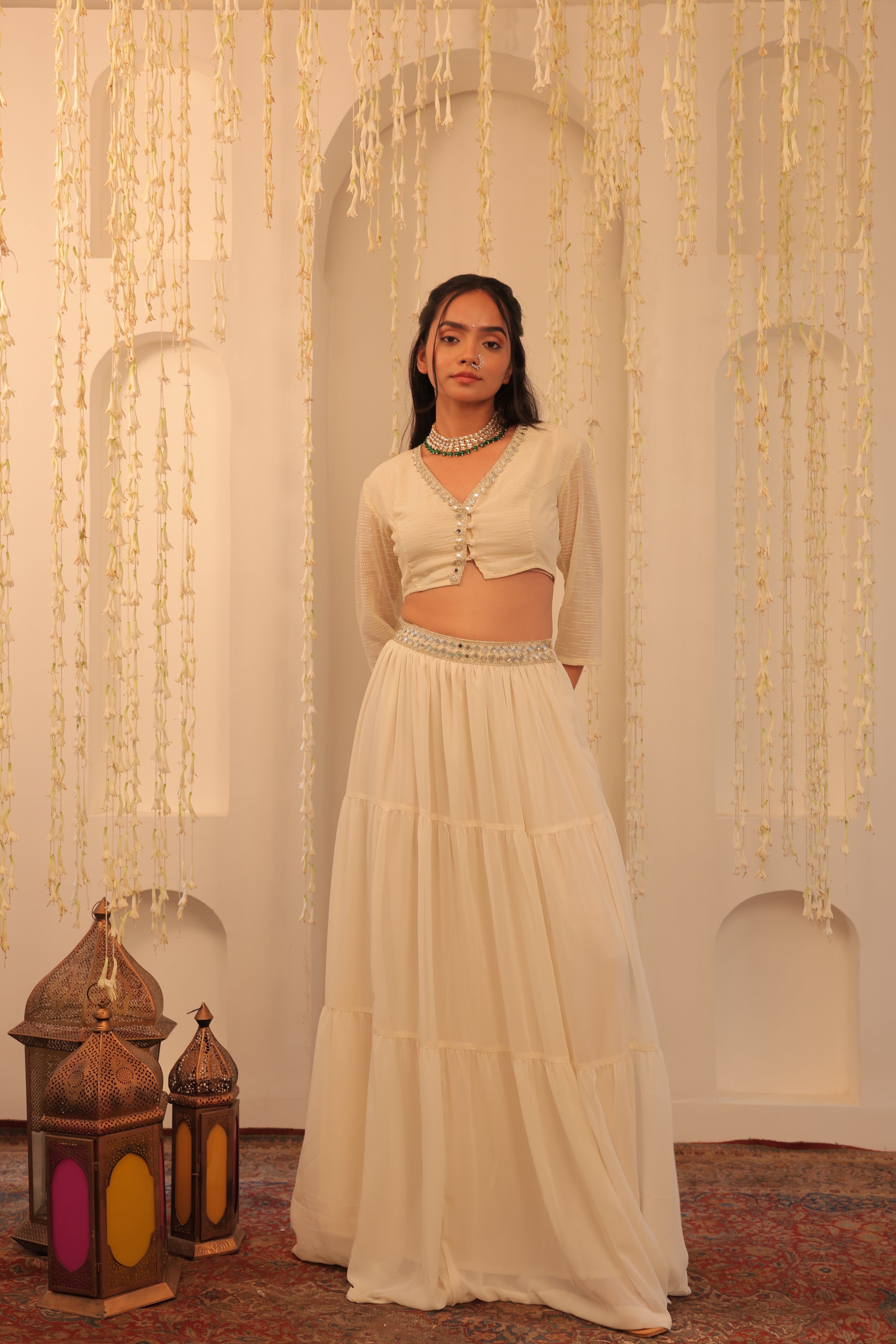 Alaya Mehfil Ivory Lehenga Set