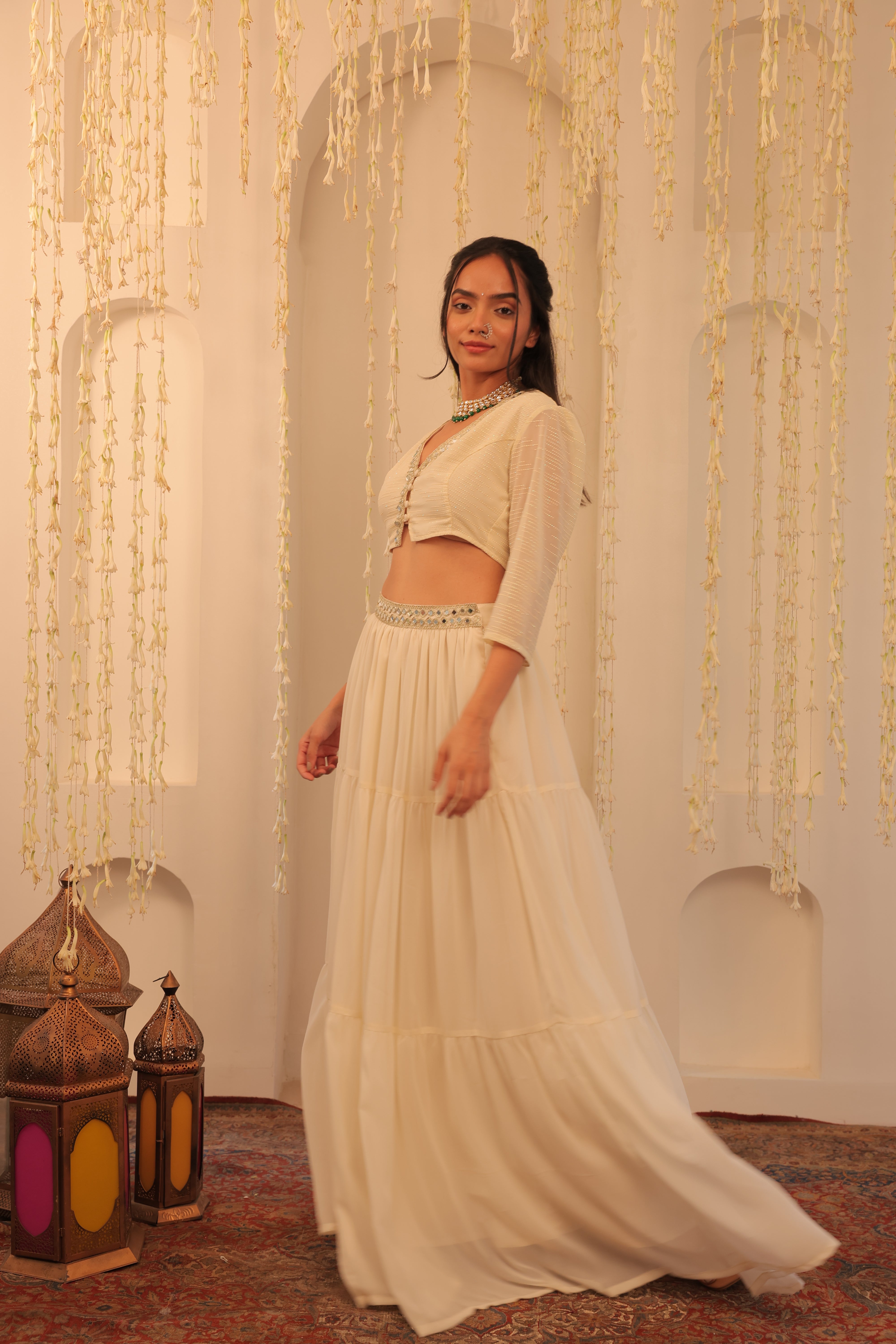 Alaya Mehfil Ivory Lehenga Set