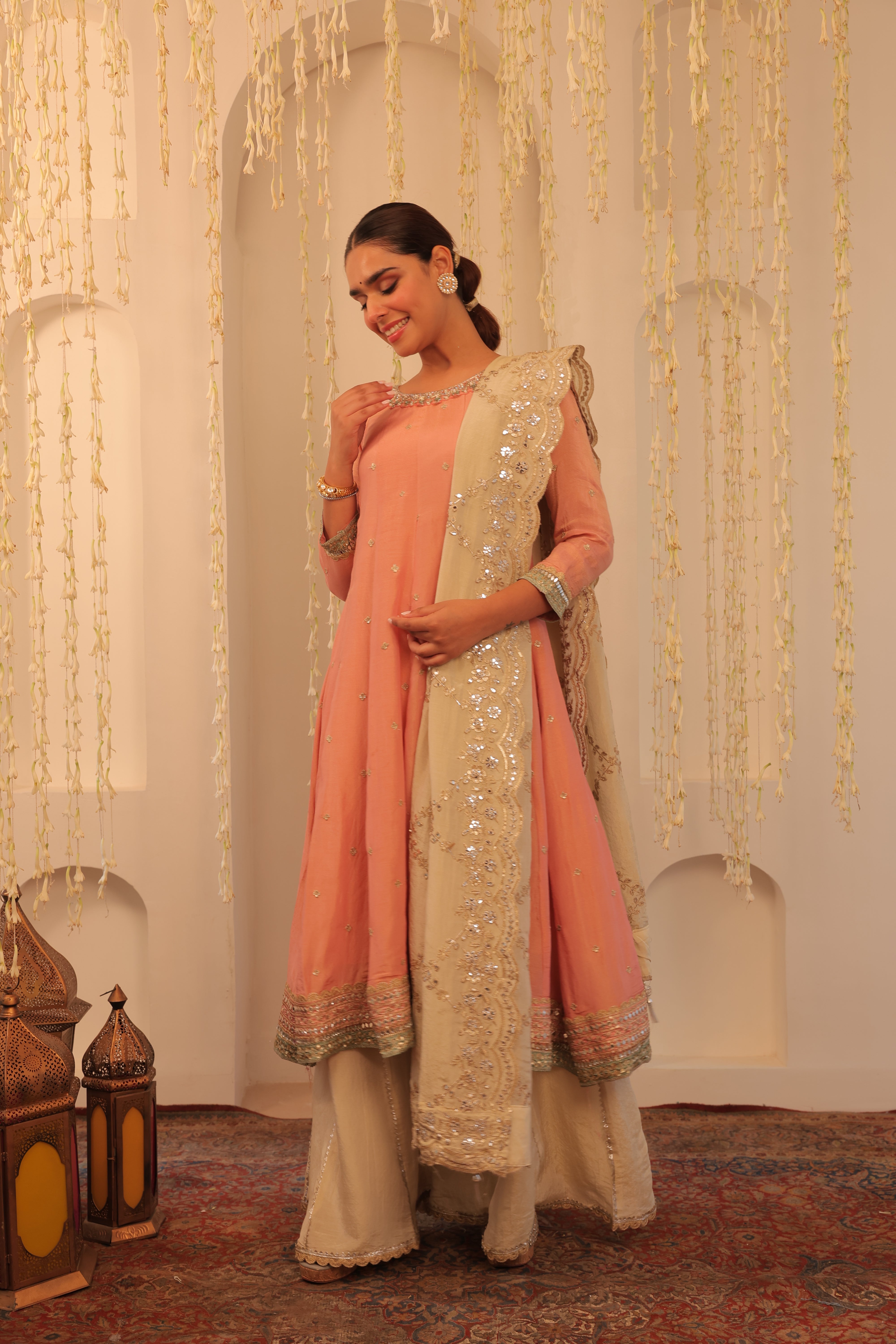 Alaya Mehfil Blush Peach Anarkali Set