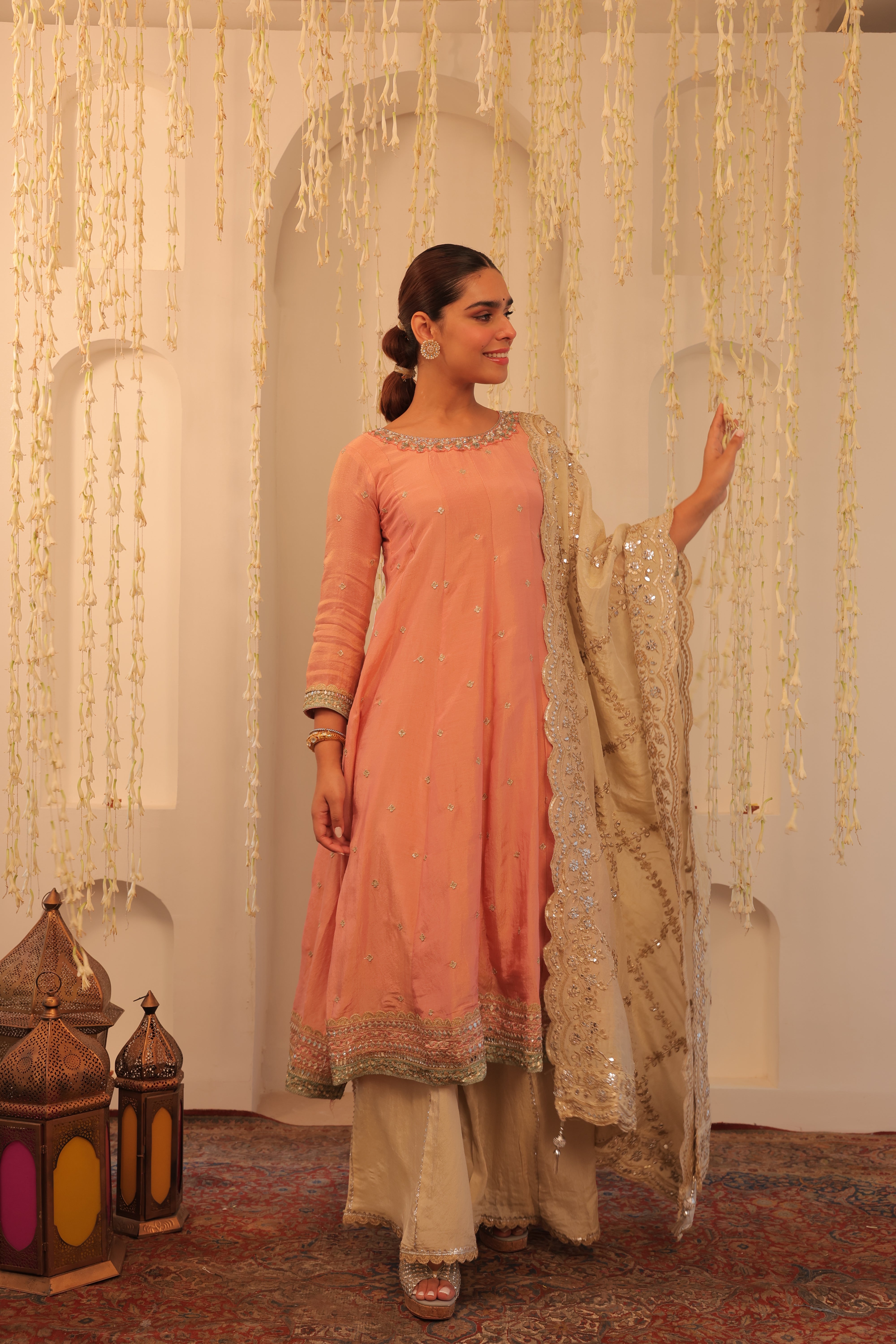 Alaya Mehfil Blush Peach Anarkali Set